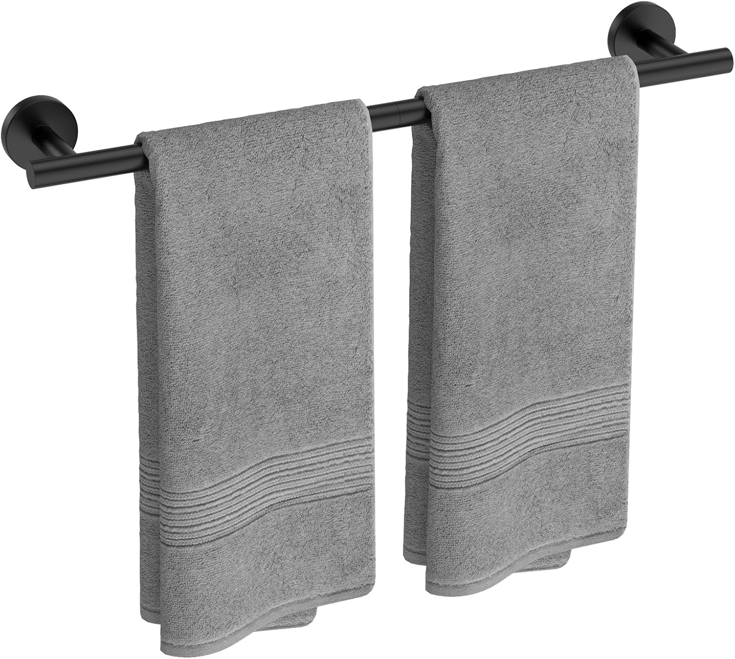 USHOWER Toallero negro mate, toallero de 24 pulgadas para baño montado en la pared, barra de toalla gruesa de acero inoxidable SUS304, decoración