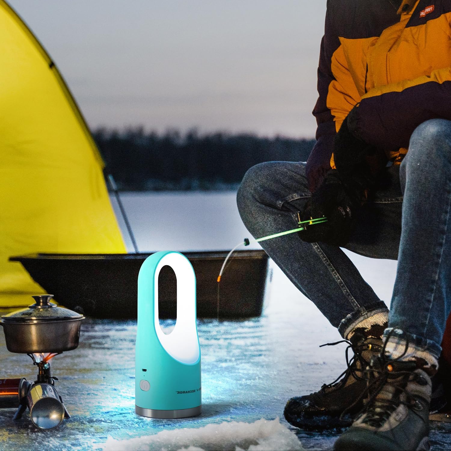 Linterna recargable para exteriores, portátil, en forma de U, para supervivencia, cortes de energía, 1800 mAh, luces ligeras de mano, 4 modos para