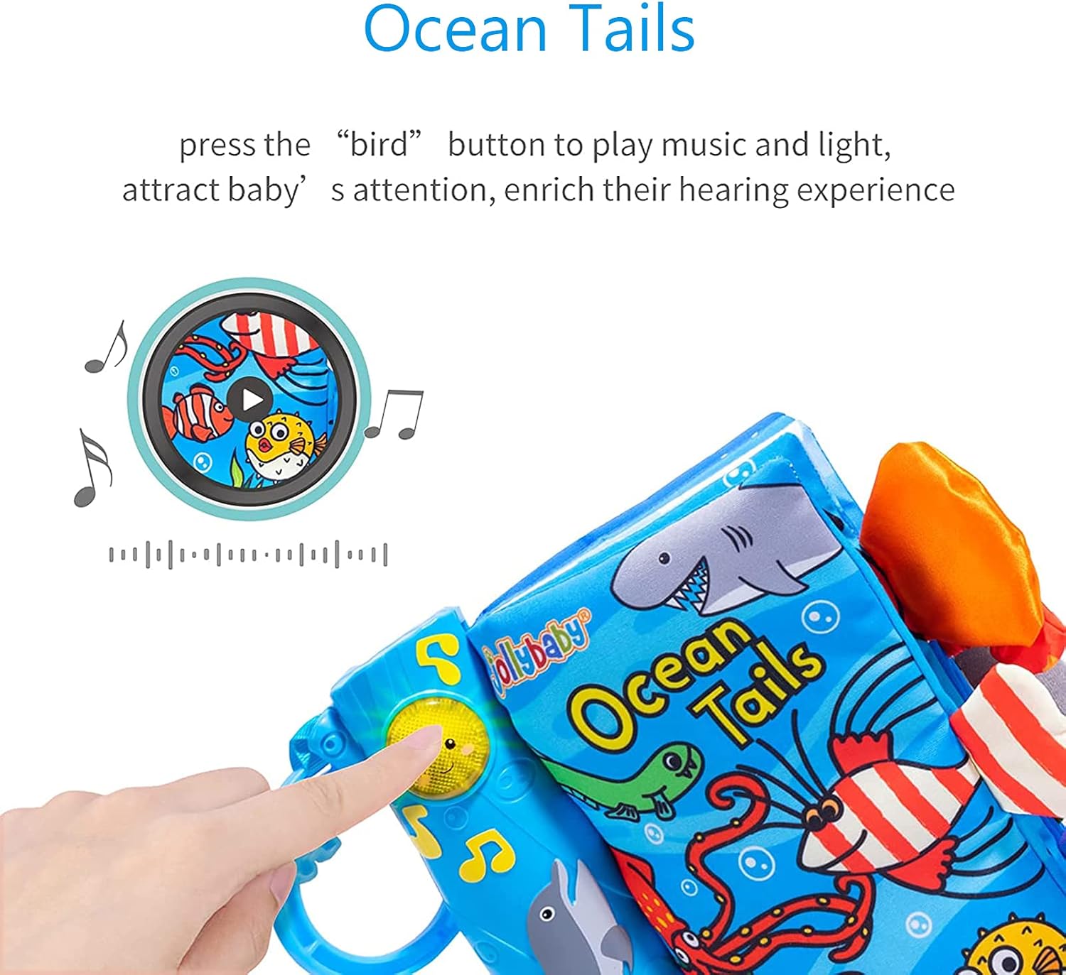 HECCEI Libros musicales de tela para bebés, libros de cola, libros suaves de actividades para niños pequeños de desarrollo temprano libros de tela