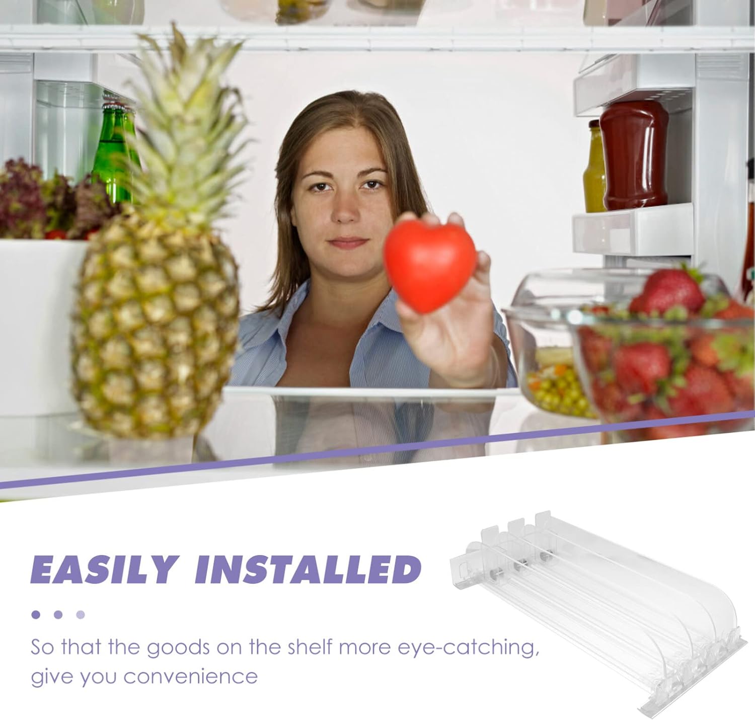 Zerodeko Dispensador de bebidas para nevera 3 unids Organizador de latas de soda autoempujante para refrigerador Empujador de bebidas ajustable