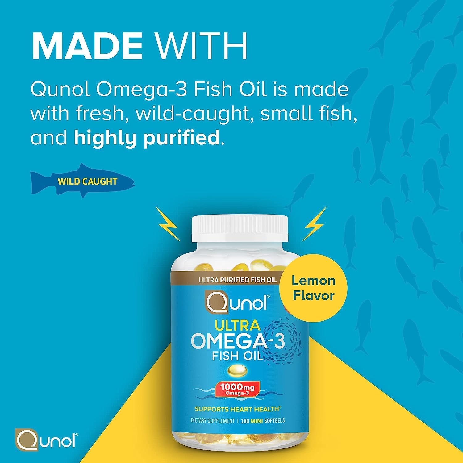 Qunol Curcumina de cúrcuma con pimienta negra y jengibre, 2400 mg de extracto de cúrcuma con 95% curcuminoides, 105 unidades + aceite de pescado