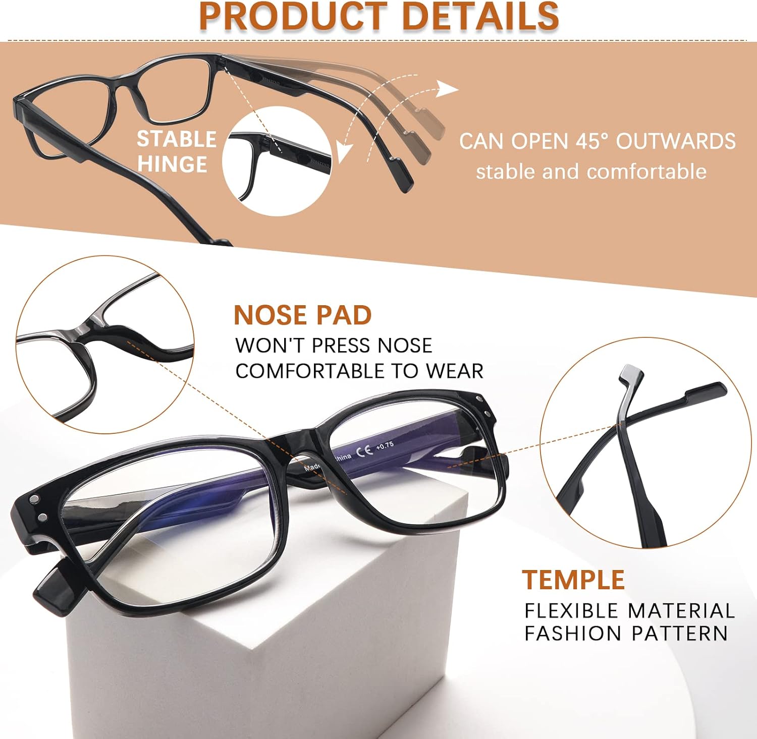 CLASAGA Reading Glasses for Women, Pattern Design Ladies Computer Readers Blue Light Glasses