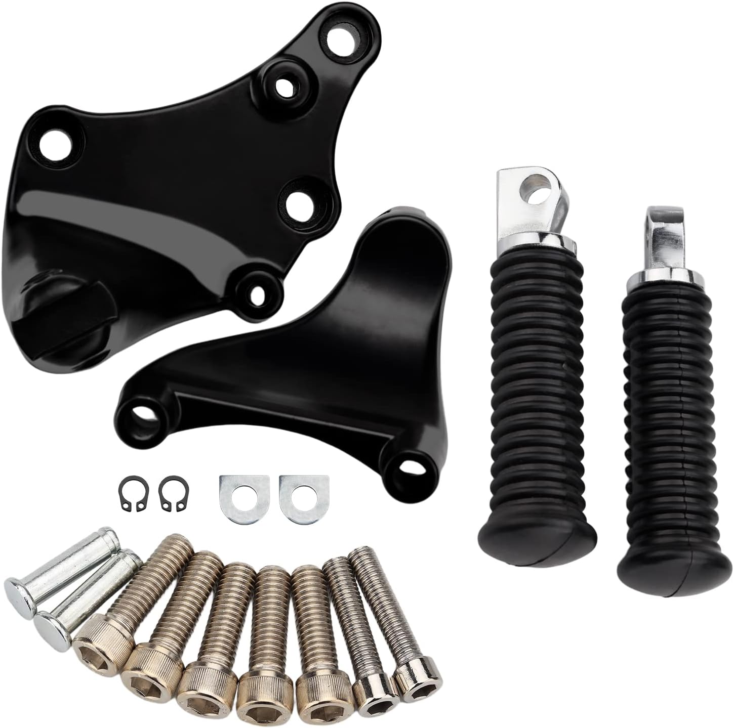 Estriberas de pasajero trasero para motocicleta, pedal negro con soporte de montaje compatible con Harley Sportster Iron XL 883 1200 X48 72 2014-2021