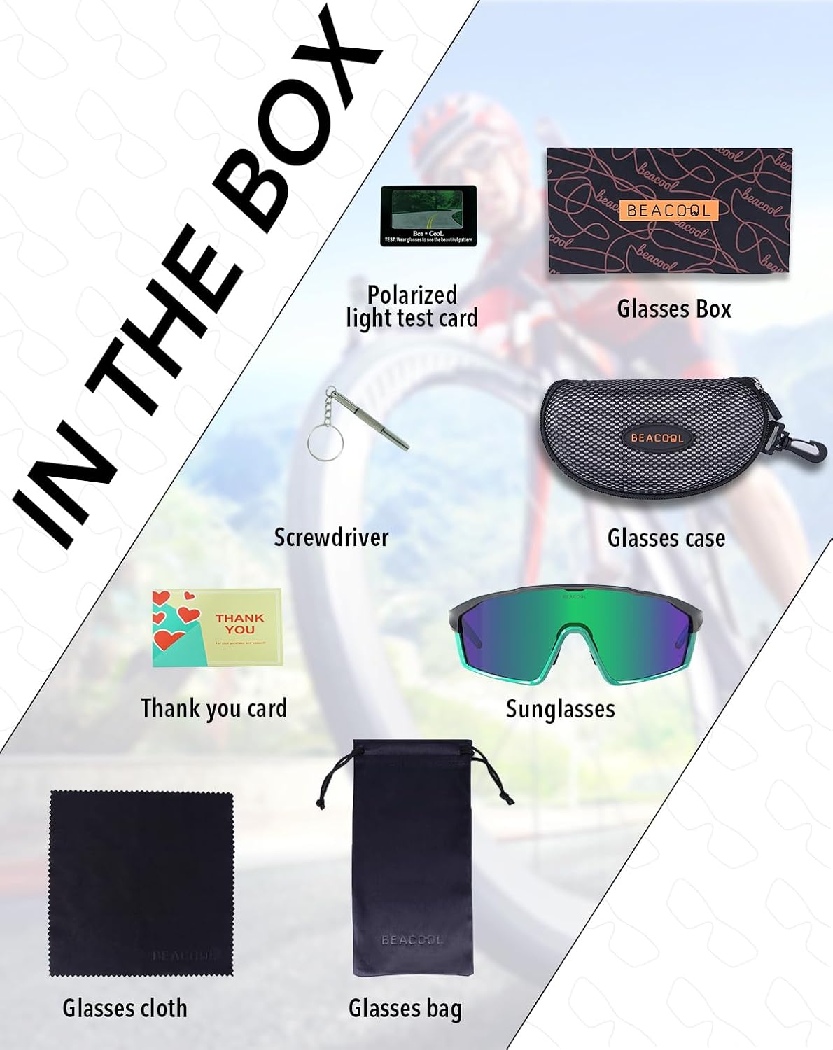 BEACOOL Polarized Sports Cycling Glasses Men Women UV400 Baseball Sunglasses TR90 Frame for Fishing Running Golf Softball