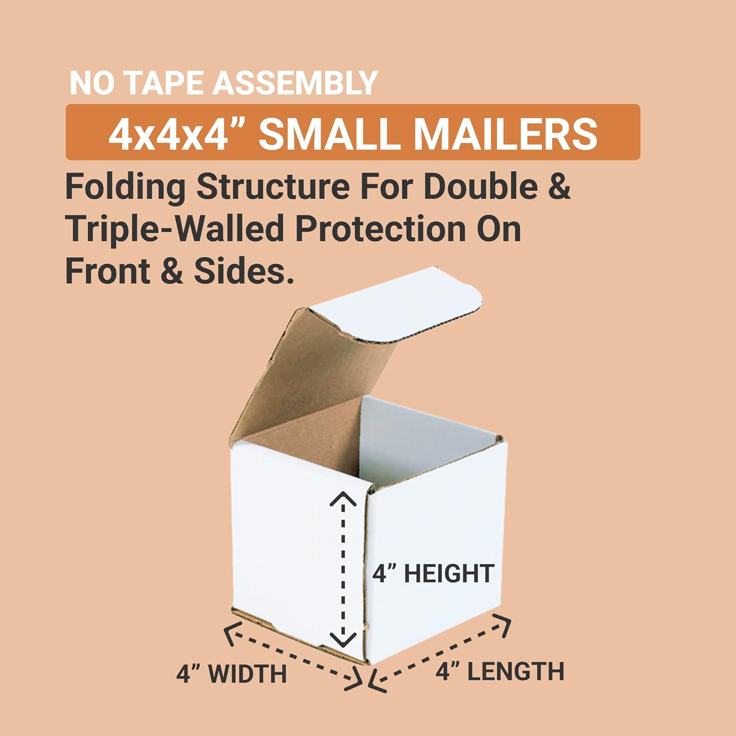 AVIDITI Cajas de envío pequeñas (paquete de 50) de 4 x 4 x 4 pulgadas, cajas de cartón corrugado resistentes para embalaje, correo, embalaje,