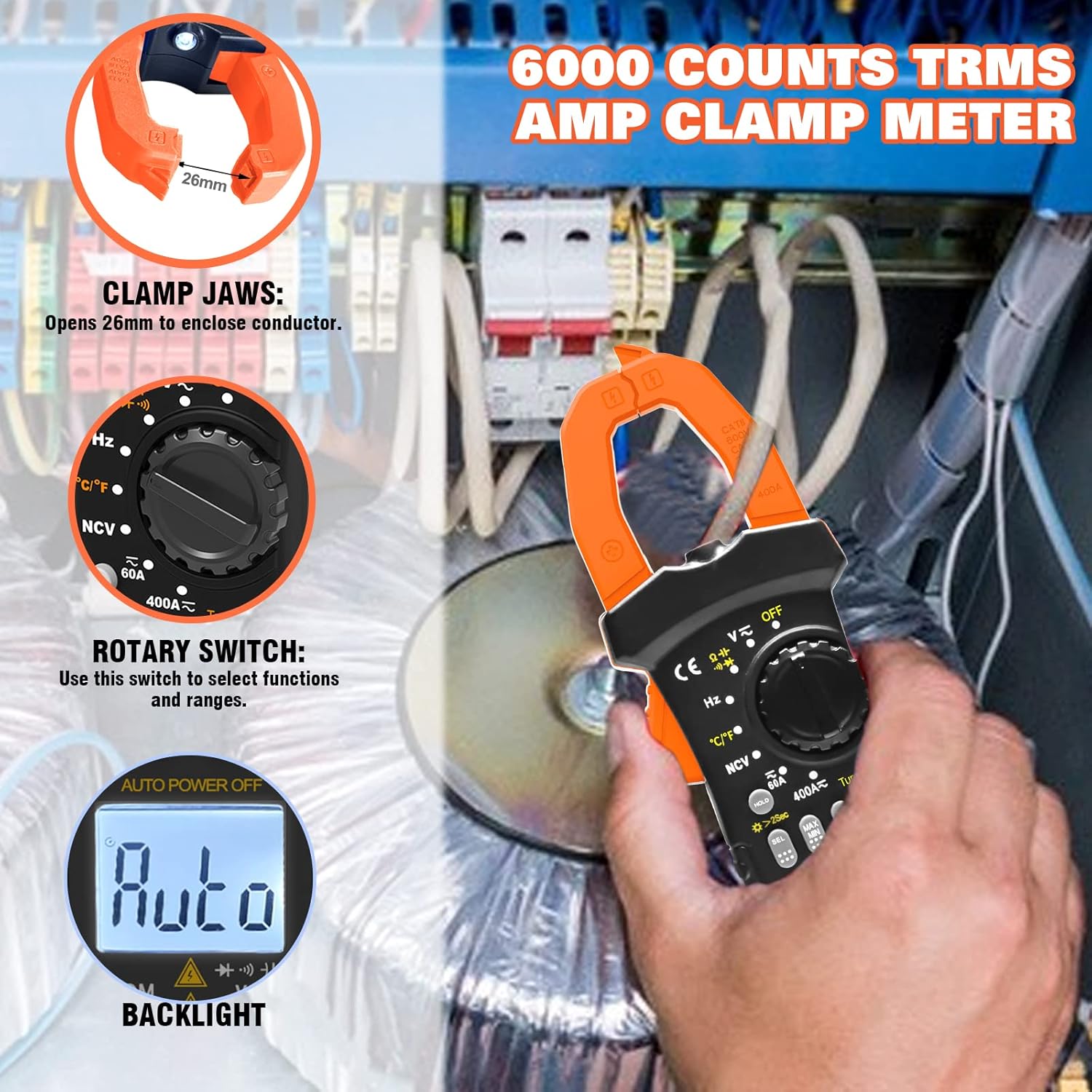 Medidor de abrazadera digital Multímetro LC-7200B AC DC amp Medidor 6000 cuentas para ACDC Resistencia de voltaje de corriente Temperatura