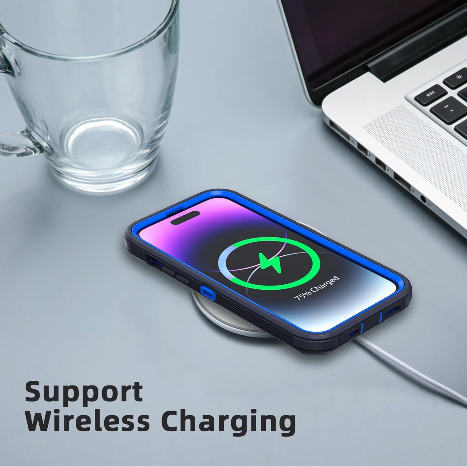 NIFFPD Funda diseñada para Apple iPhone 14 Pro Max con clip para cinturón y soporte, carcasa resistente de cuerpo completo con 2 protectores de