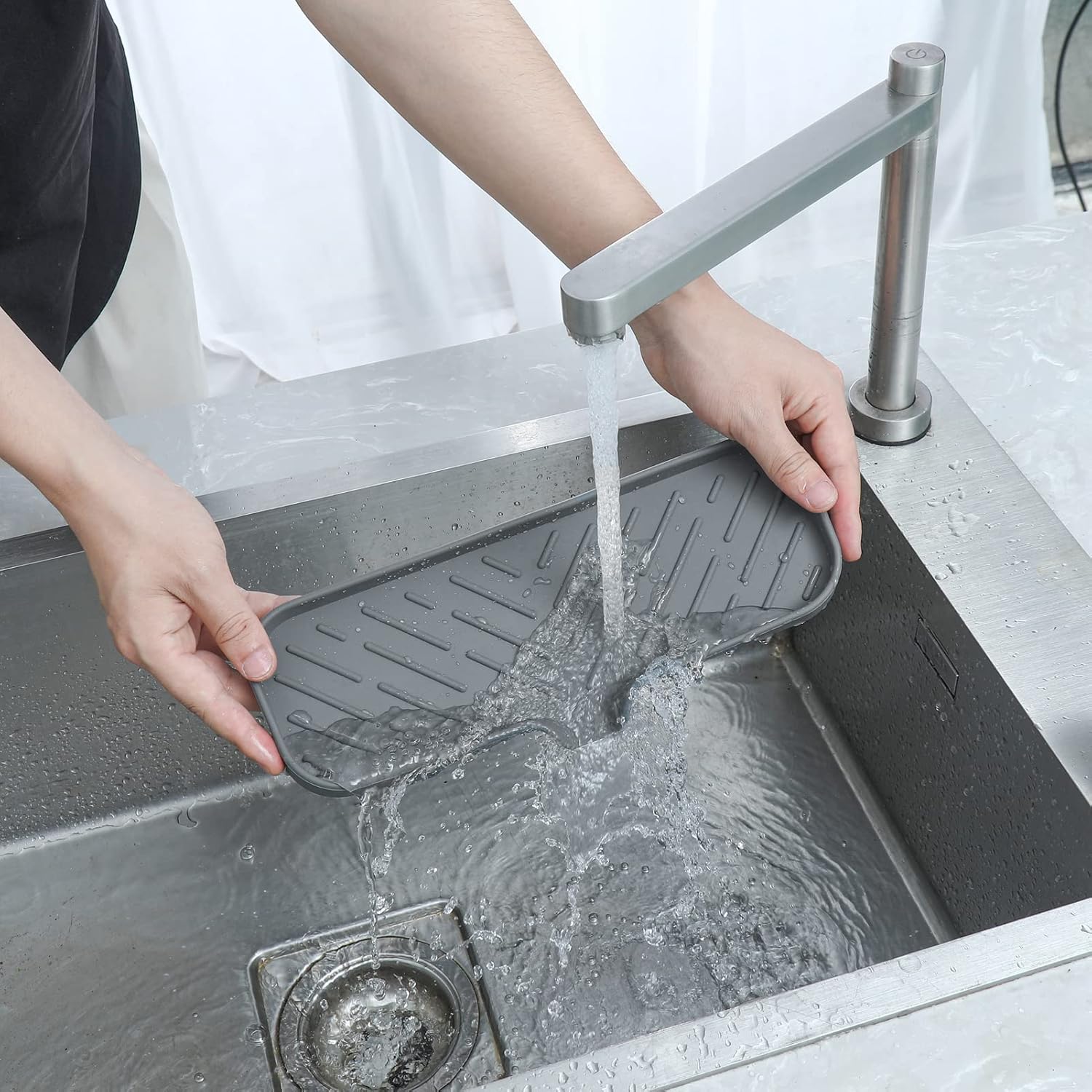 MicoYang Jaboneras de baño de silicona con boquilla de drenaje, organizador de fregadero de baño y cocina, soporte para esponja, bandeja de jabón