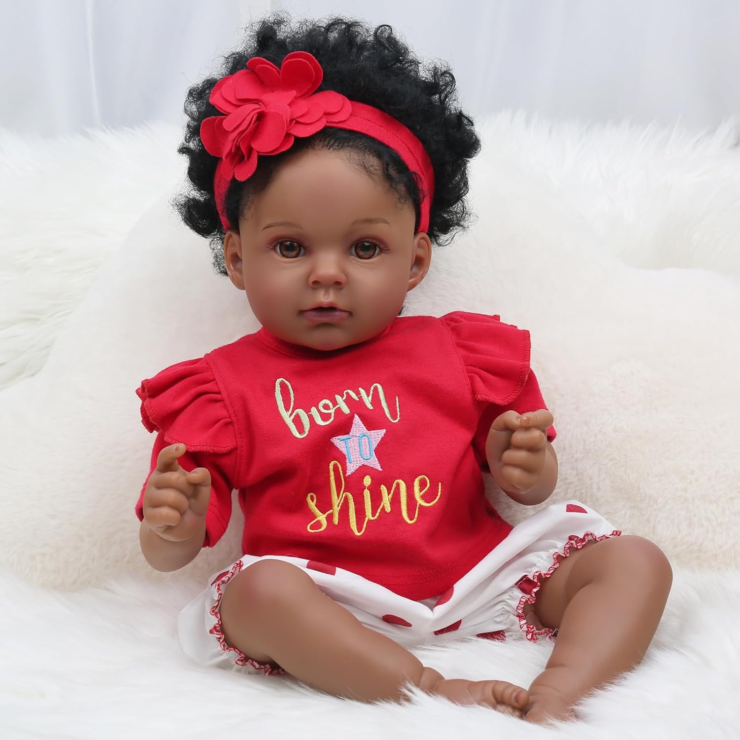 Muñeca realista de bebé recién nacida de 20 pulgadas que se ven reales, muñeca de bebé recién nacida afroamericana de vinilo con cuerpo suave, el