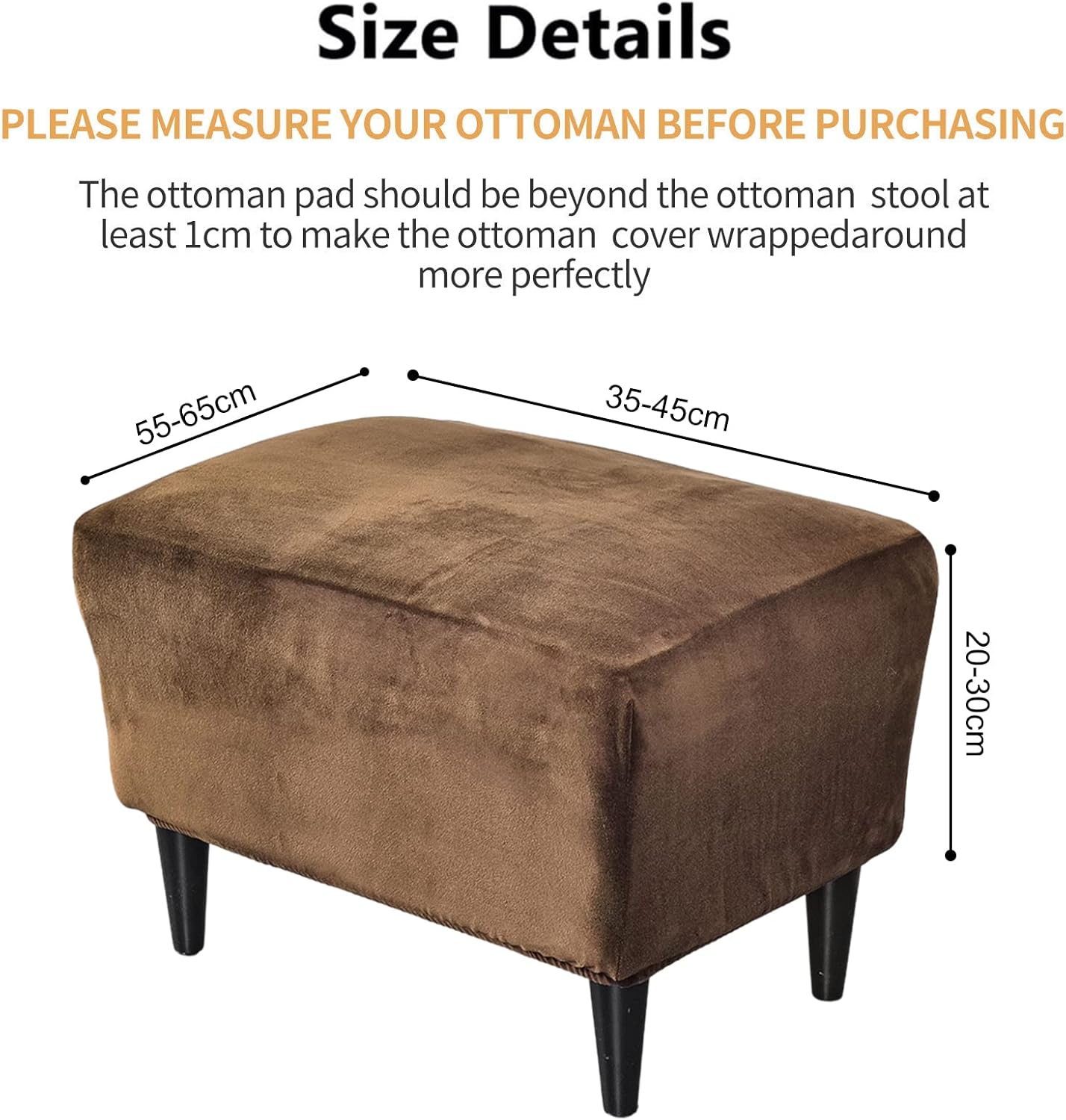CRFATOP Funda para silla otomana, extragrande, funda rectangular de terciopelo, reposapiés, reposapiés, sofá con parte inferior elástica, 17