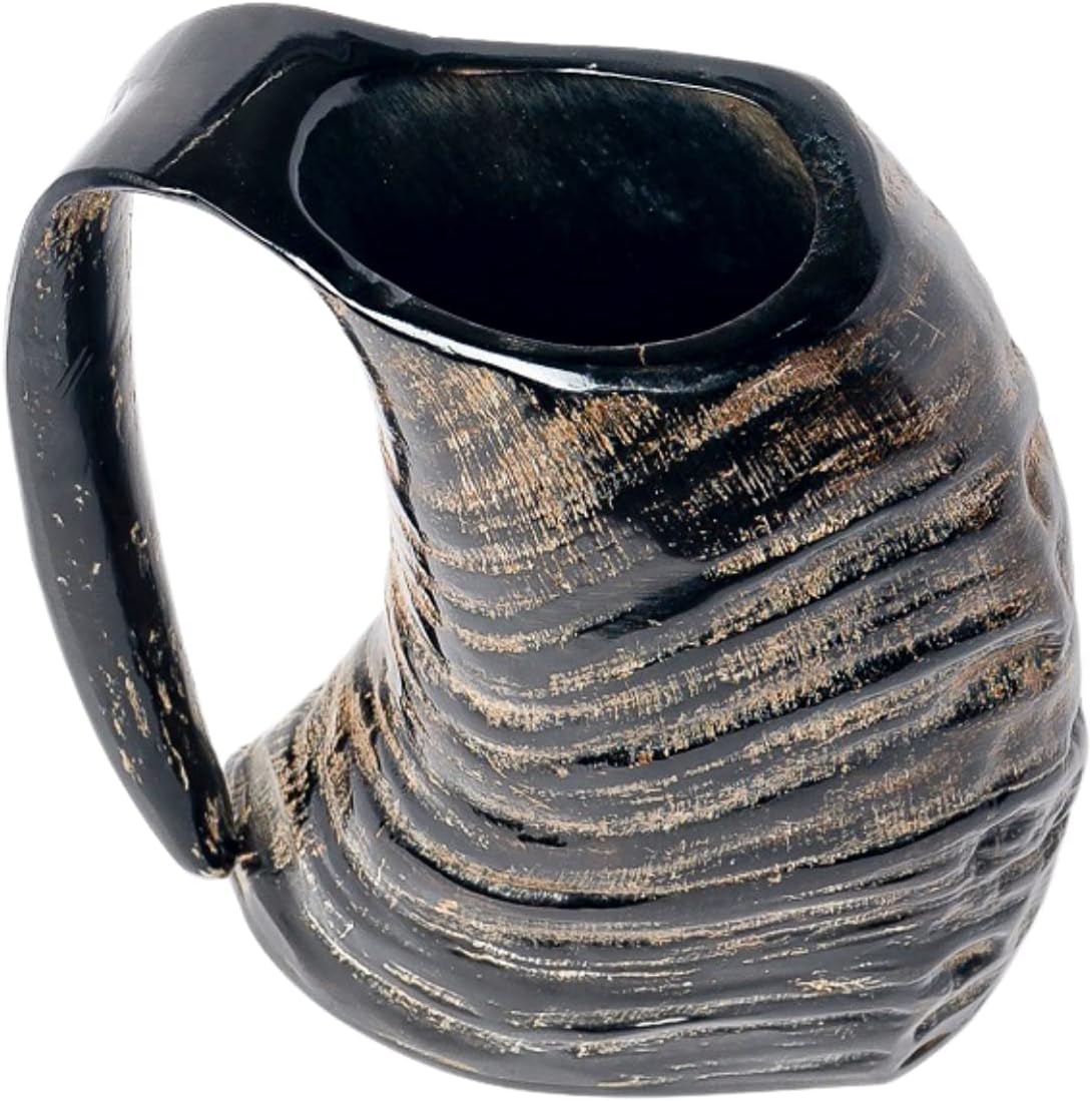 Tazas de cuerno de búfalo de 6 pulgadas (11.8-15.2 fl oz), tazas de cuerno vikingo para hombres y mujeres, tazas de cuerno real hechas a mano, vasos