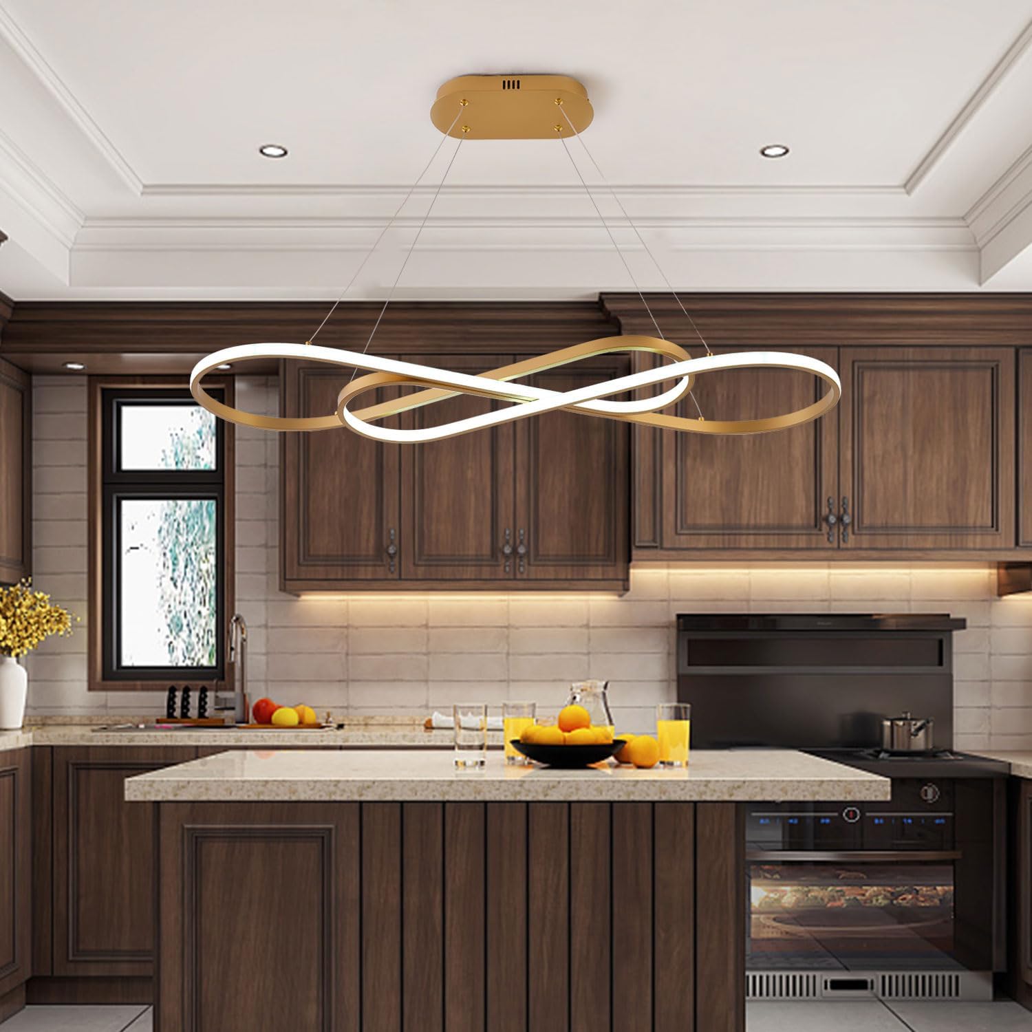 Candelabros LED dorados para comedor, lámpara colgante moderna LED para isla de cocina, lámpara sobre mesa, lámpara colgante de altura ajustable