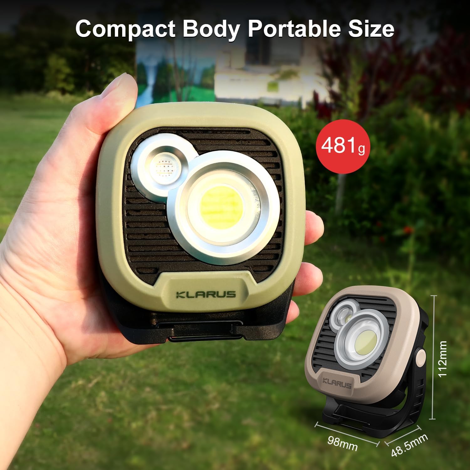 klarus WL3 – Luz de trabajo magnética para campamento, 1500 lúmenes altos, 13500 mAh de alta capacidad, 6 modos de luz, luces LED portátiles