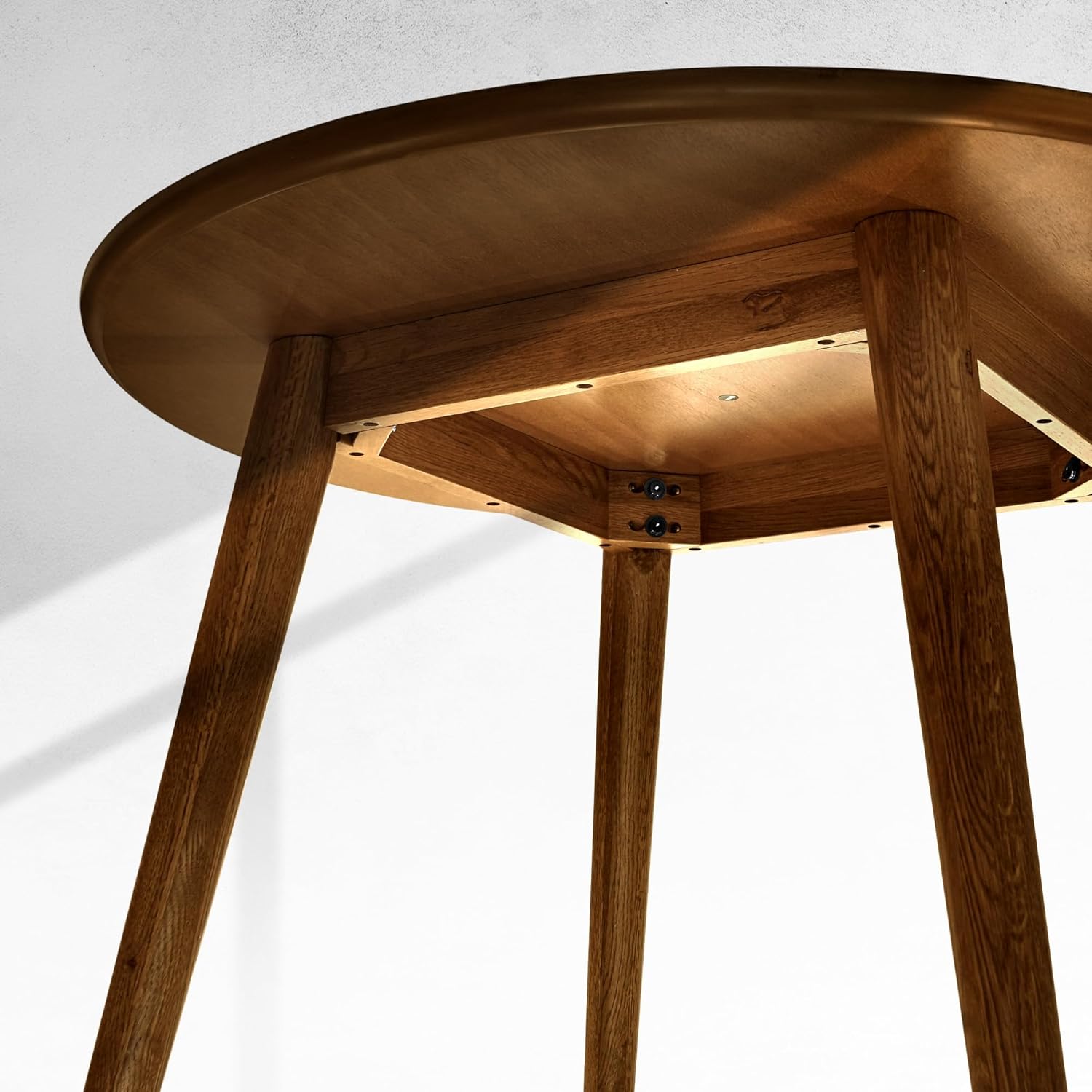 Acacia Alma – Mesa de comedor redonda de madera maciza para 4 personas, mesa de comedor, mesa de patio, mesa auxiliar, mesa de café, escritorio de
