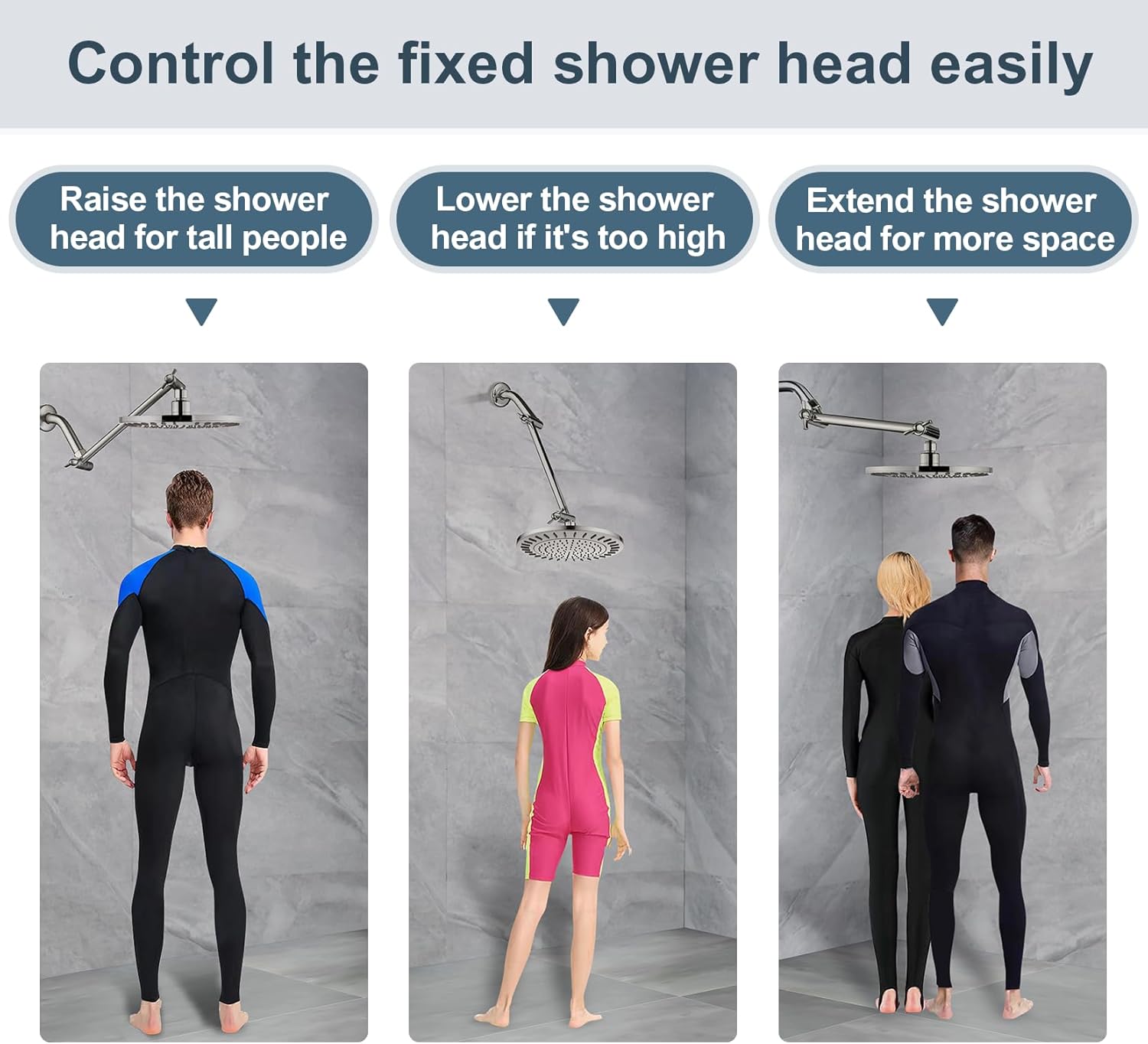 BRIGHT SHOWERS Brazo de extensión de cabezal de ducha de latón para lluvia y cabezal de ducha de mano, extensor universal de brazo de ducha de 10