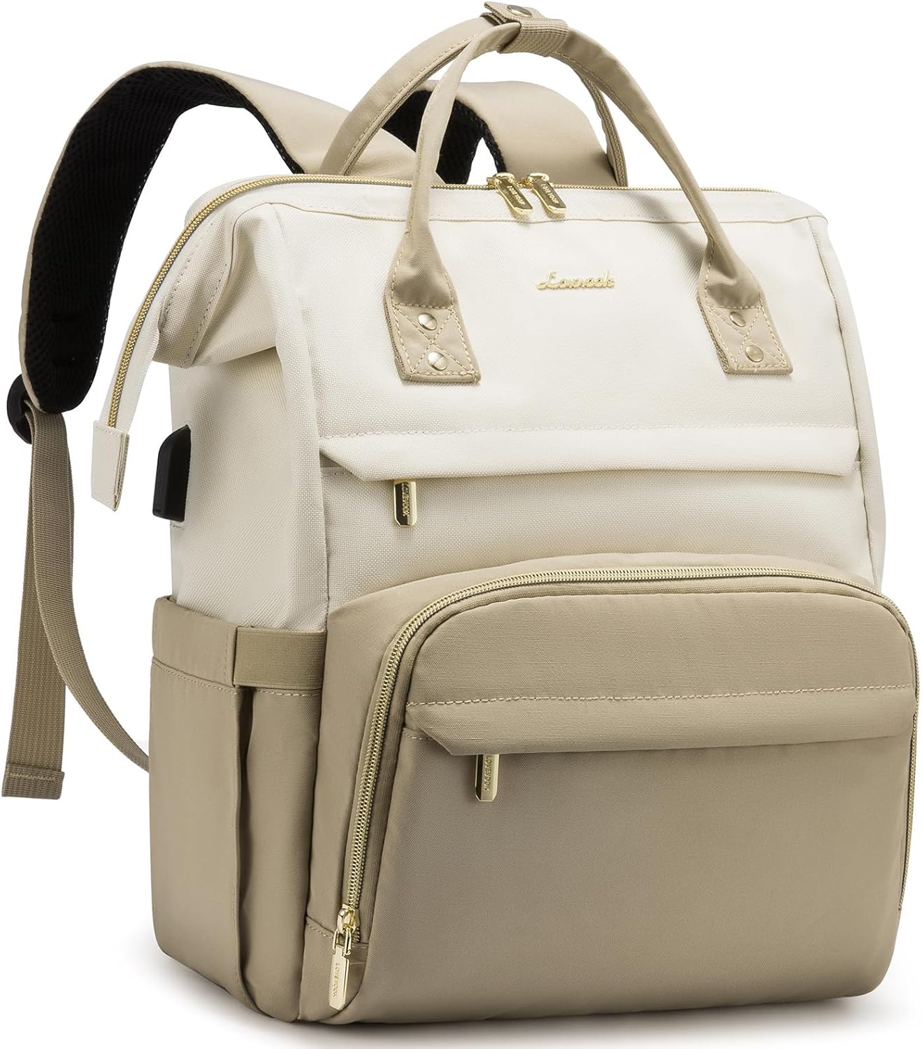 LOVEVOOK Mochila para laptop para mujer, Blanco-arena, Mochilas Daypack