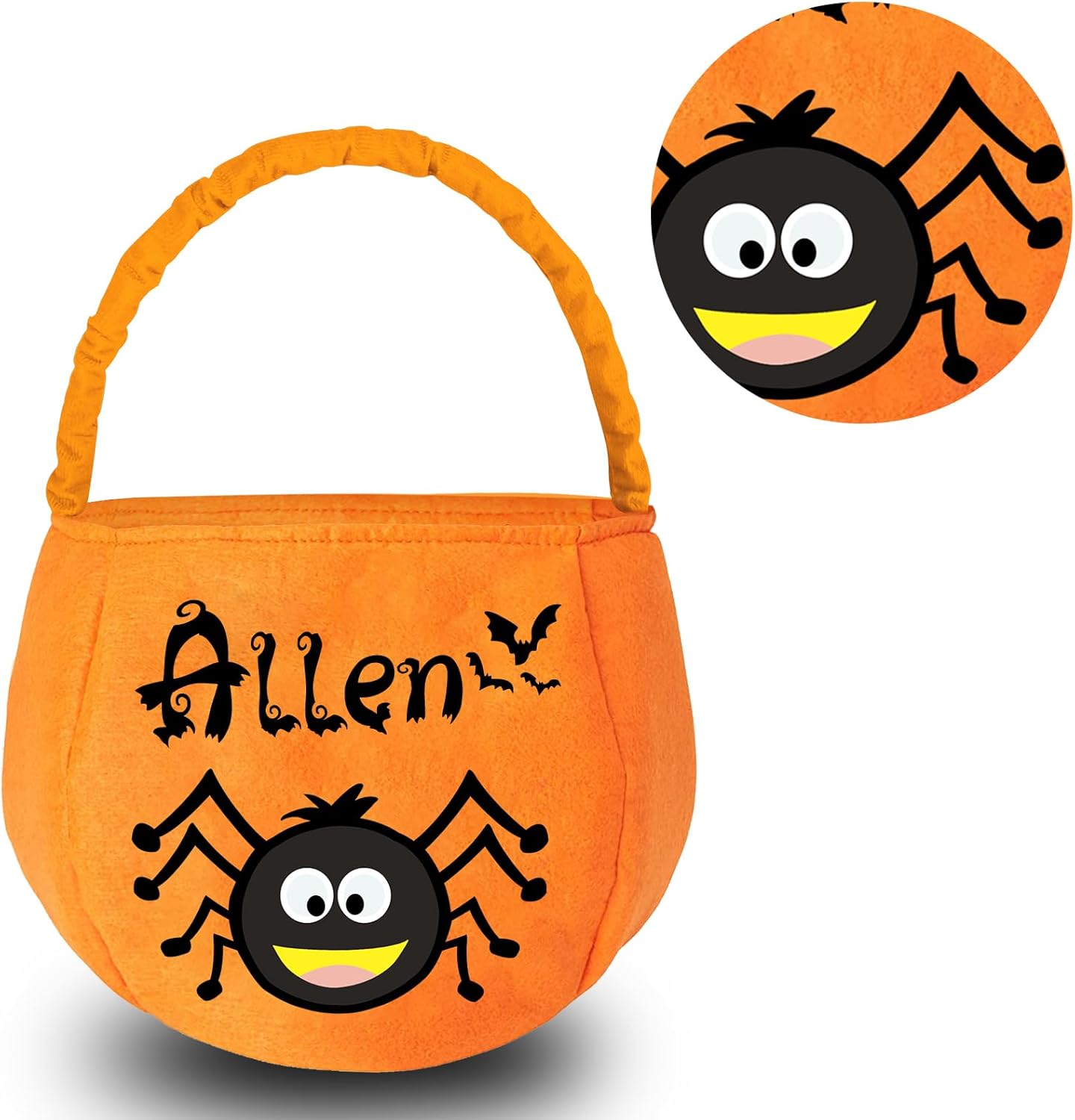 Cesta personalizada de Halloween, bolsa de cubo personalizada con nombre personalizado, bolsa de mano de calabaza, regalos para niños y niñas,