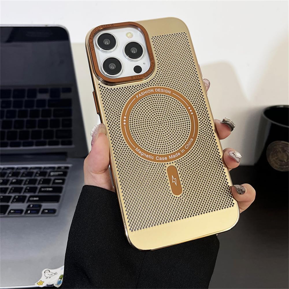 Funda magnética de disipación de calor para iPhone 14 Pro Max compatible con Magsafe delgada y dura carga inalámbrica galvanizada (para iPhone 14