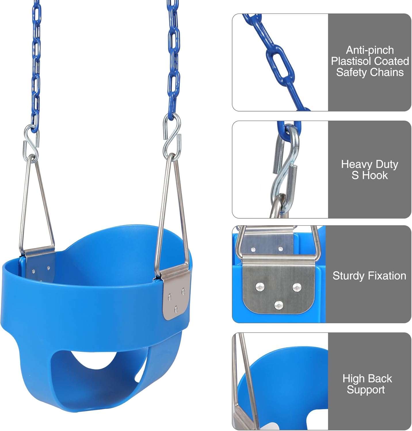 RedSwing Columpio de cubo completo de respaldo alto con asiento de columpio resistente (triángulo y cadena de inmersión), correas de árbol