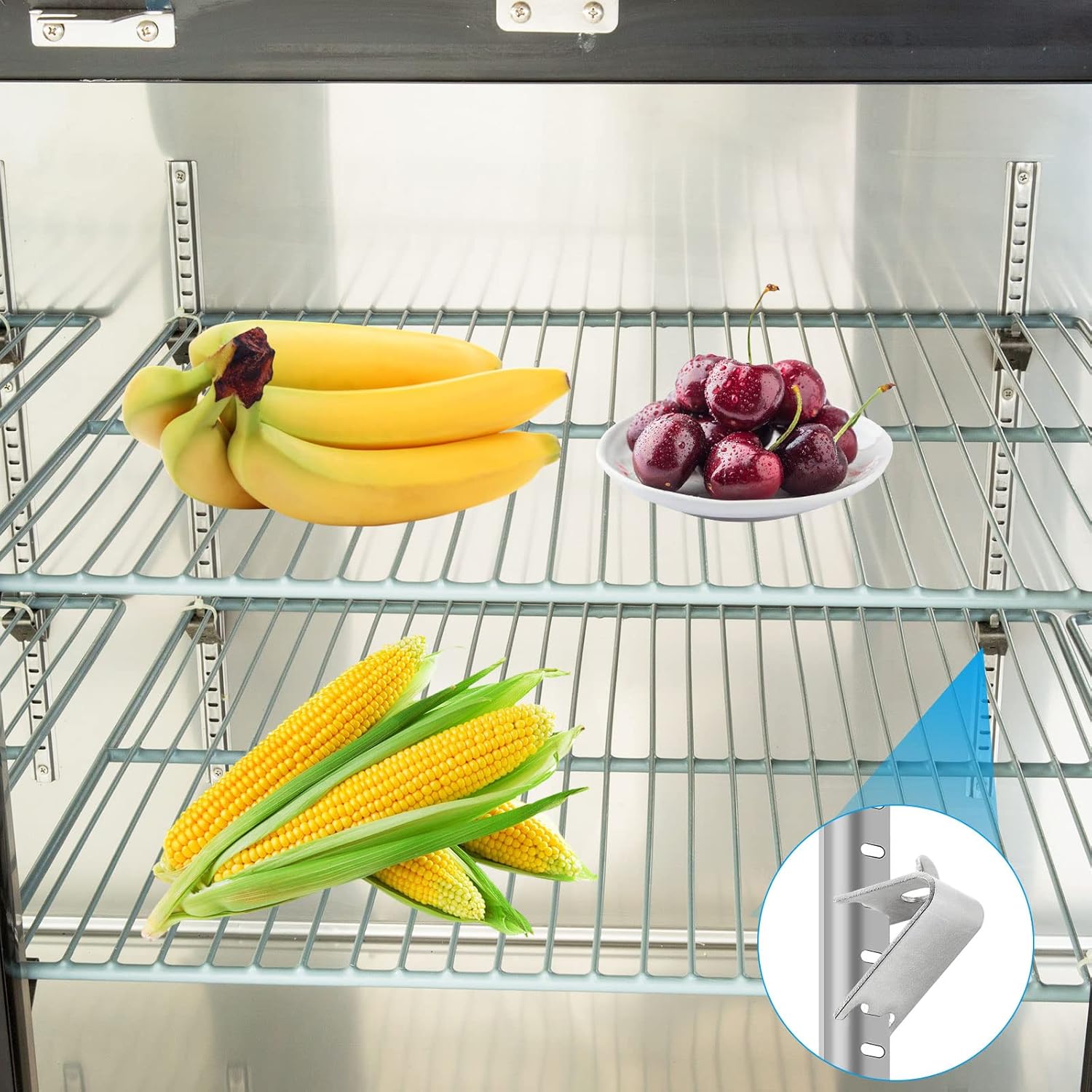 24 clips de acero inoxidable para estante de congelador, soporte de estante de refrigerador de congelador resistente, clips de hebillas cuadradas de