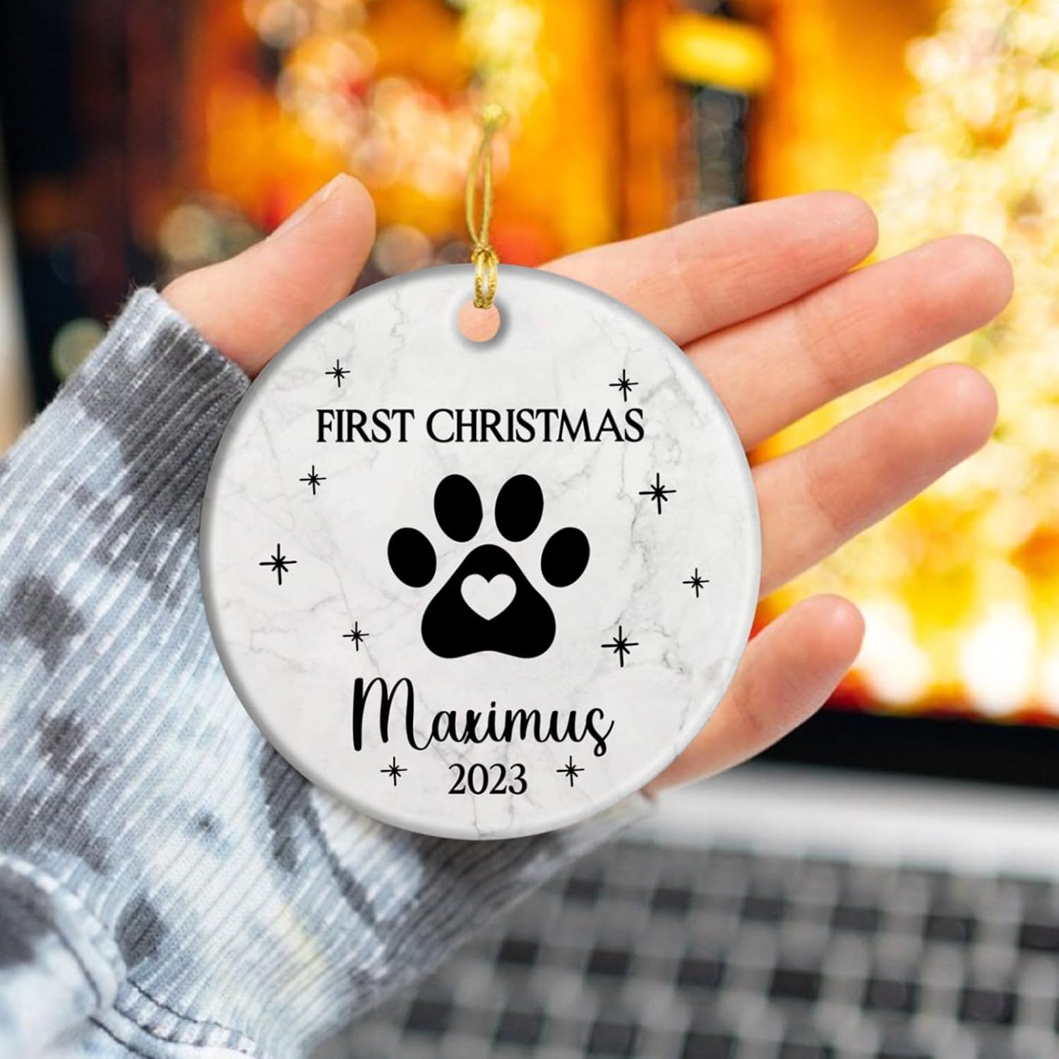 Adorno de Navidad para mascotas, adorno de huellas de perro, adorno de Navidad de primer perro 2023, adorno personalizado para perro, regalo de