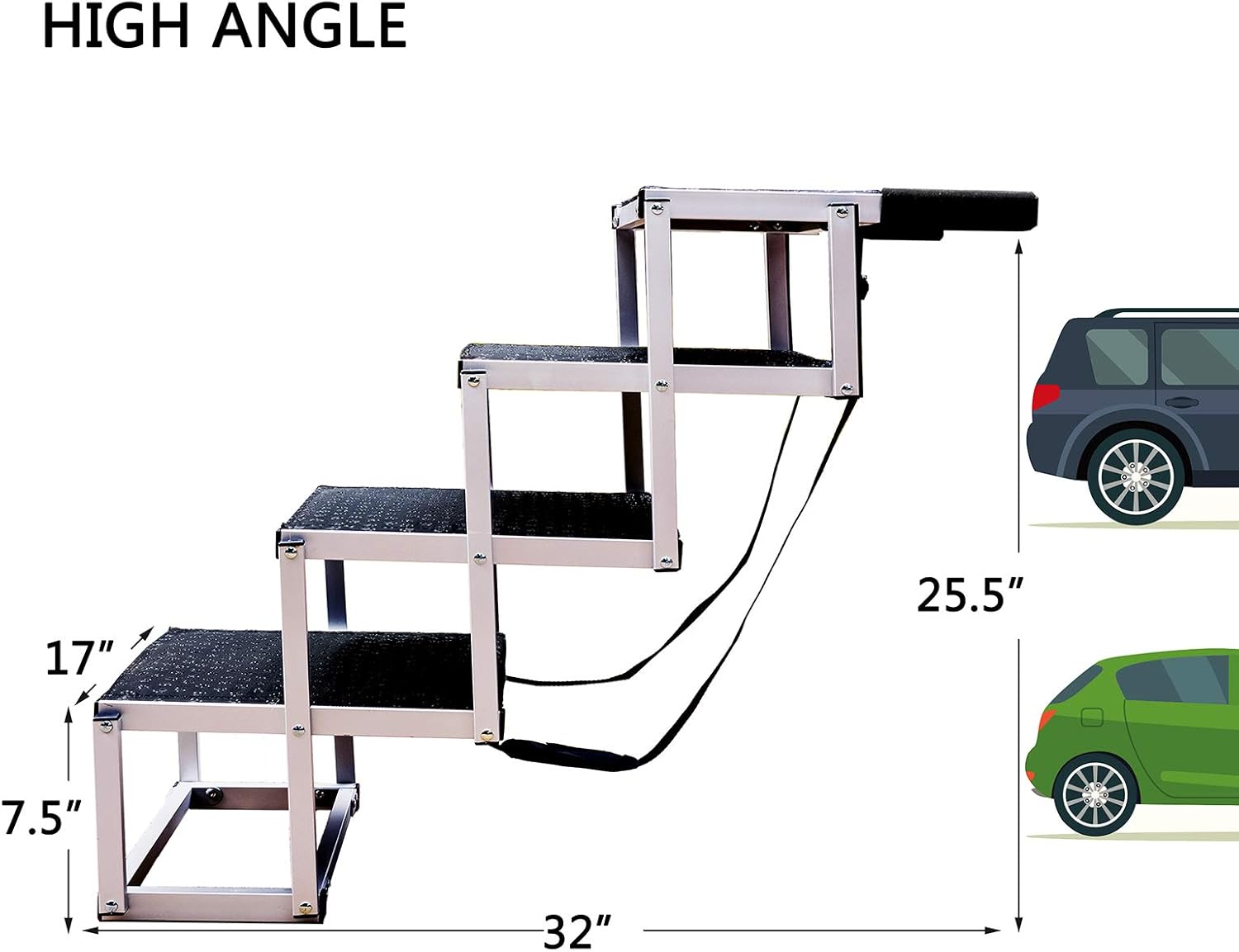 By Unbranded Escaleras de aluminio para perros, escalón portátil grande para perros para camas altas, camiones y SUV, rampa plegable ligera para