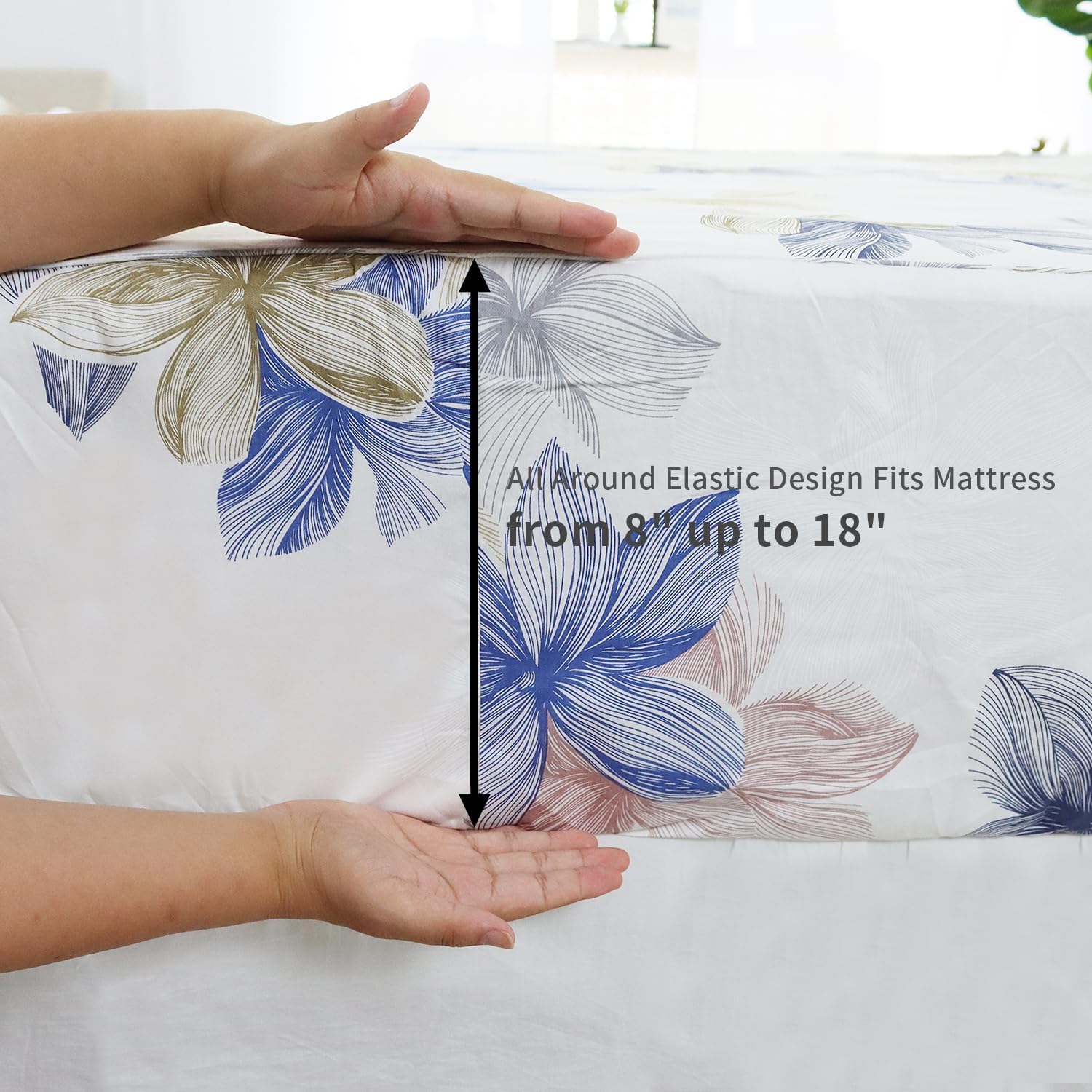 Helthep Juego de sábanas florales TwinXL, juego de sábanas de algodón egipcio ultrasuave y transpirable con sábana bajera de bolsillo profundo,