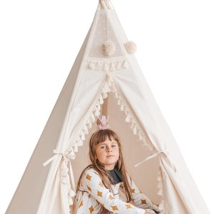 Tienda de campaña tipi original para niños  Tienda de campaña para niñas y niños  Tienda de campaña de lona natural para niños pequeños de 3 a 5 Tienda de campaña tipi original para niños  Tienda de campaña para niñas y niños  Tienda de campaña de lona natural para niños pequeños de 3 a 5
