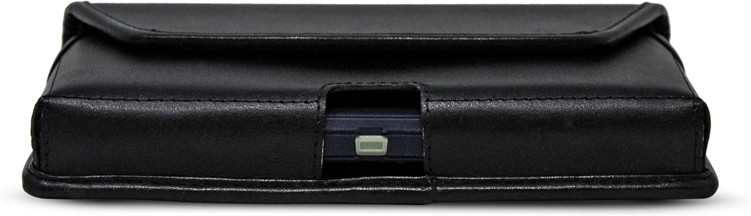 Turtleback Funda hecha para Note 20 Ultra compatible con OB Defender o fundas voluminosas, bolsa de cuero negro, horizontal resistente fabricada en