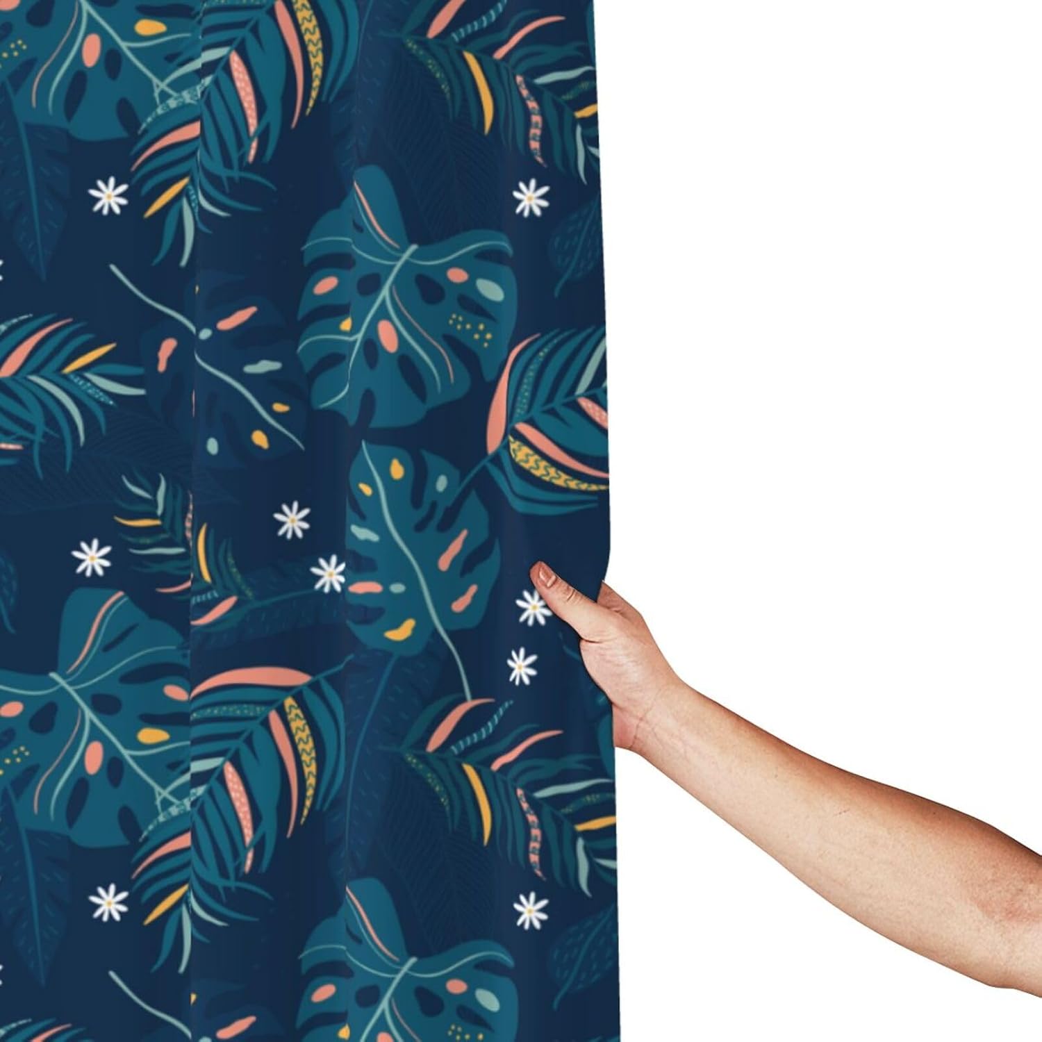 Cortina de ducha de plástico con hojas tropicales, 72 x 72 pulgadas, cortinas de ducha extra largas para baño, juego de cortinas de baño con
