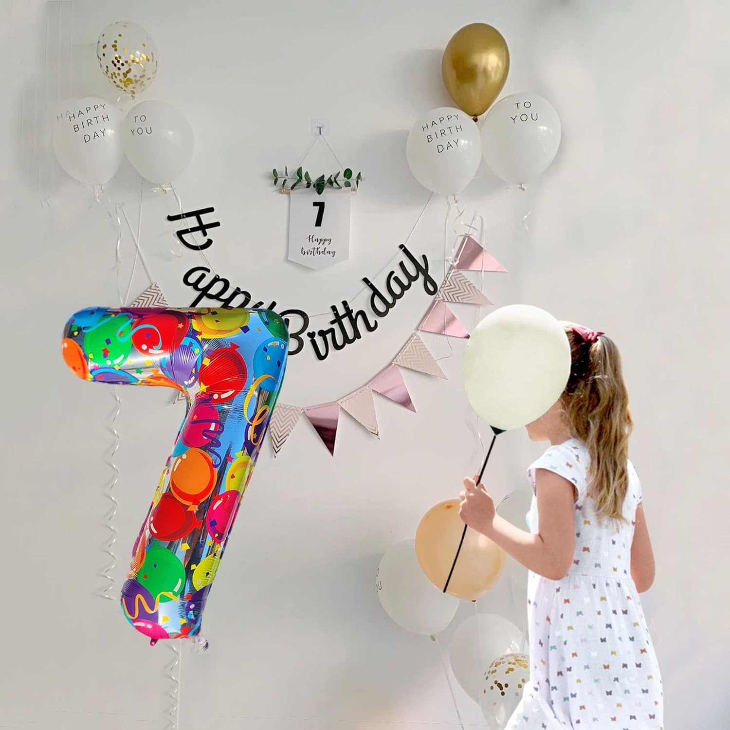 Globos del número 7 arcoíris para decoraciones de cumpleaños de 7 años, 40 pulgadas, globos de neón de números grandes, globos iridiscentes 7, globo