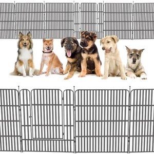 Corralito de metal para perros de 32 paneles de 24 pulgadas de altura, corral de ejercicio con 4 puertas para perros pequeñosmedianosmedianos, patio Corralito de metal para perros de 32 paneles de 24 pulgadas de altura, corral de ejercicio con 4 puertas para perros pequeñosmedianosmedianos, patio