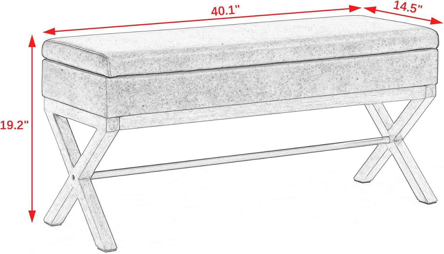 Otomanas de almacenamiento acolchadas, taburete de dormitorio, taburete de cama tejido con patas de madera cruzadas, adecuado para sala de estar y