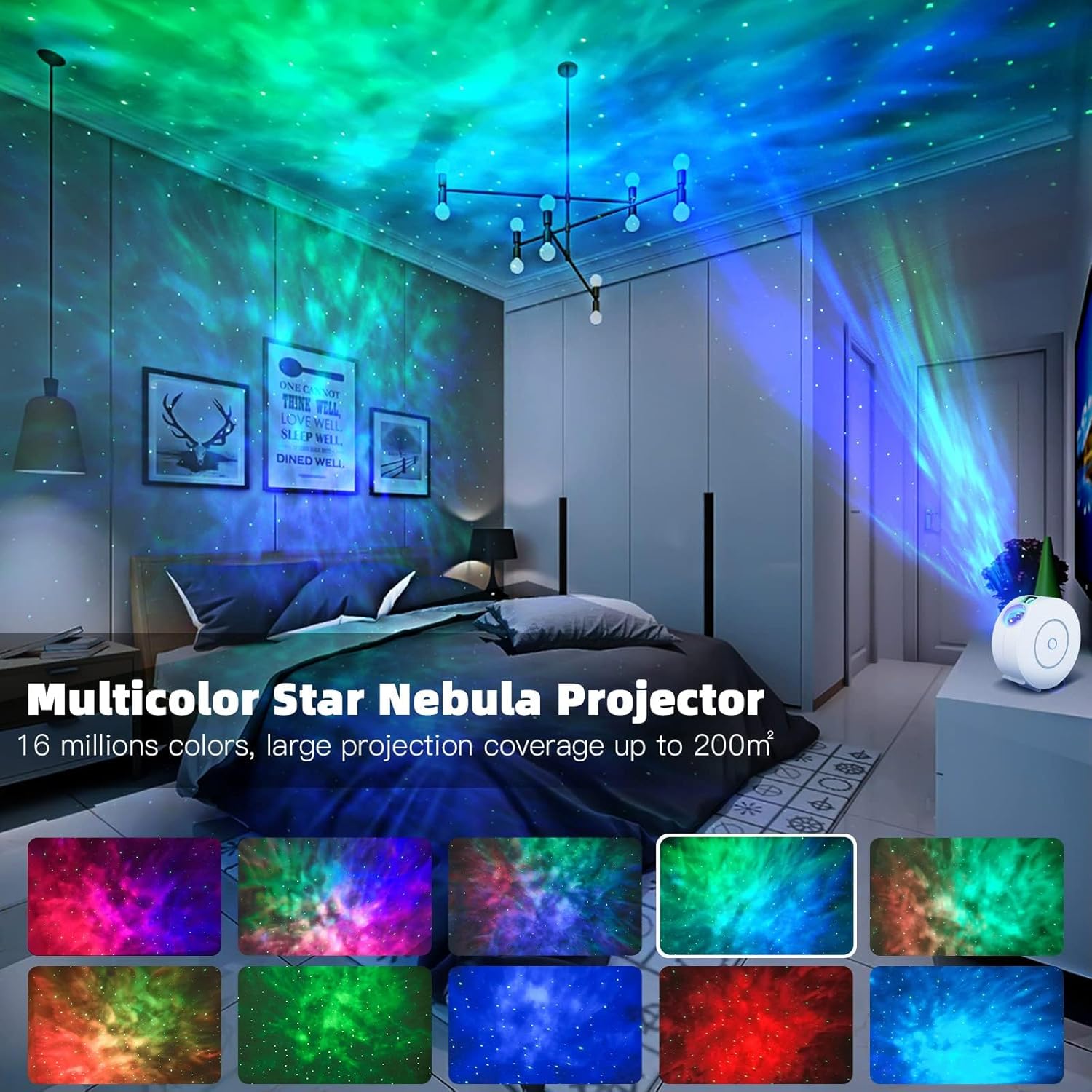 Proyector inteligente de estrella de luz galaxia, proyector planetario para el hogar con control de aplicación, modos de temporizador de 24 horas,