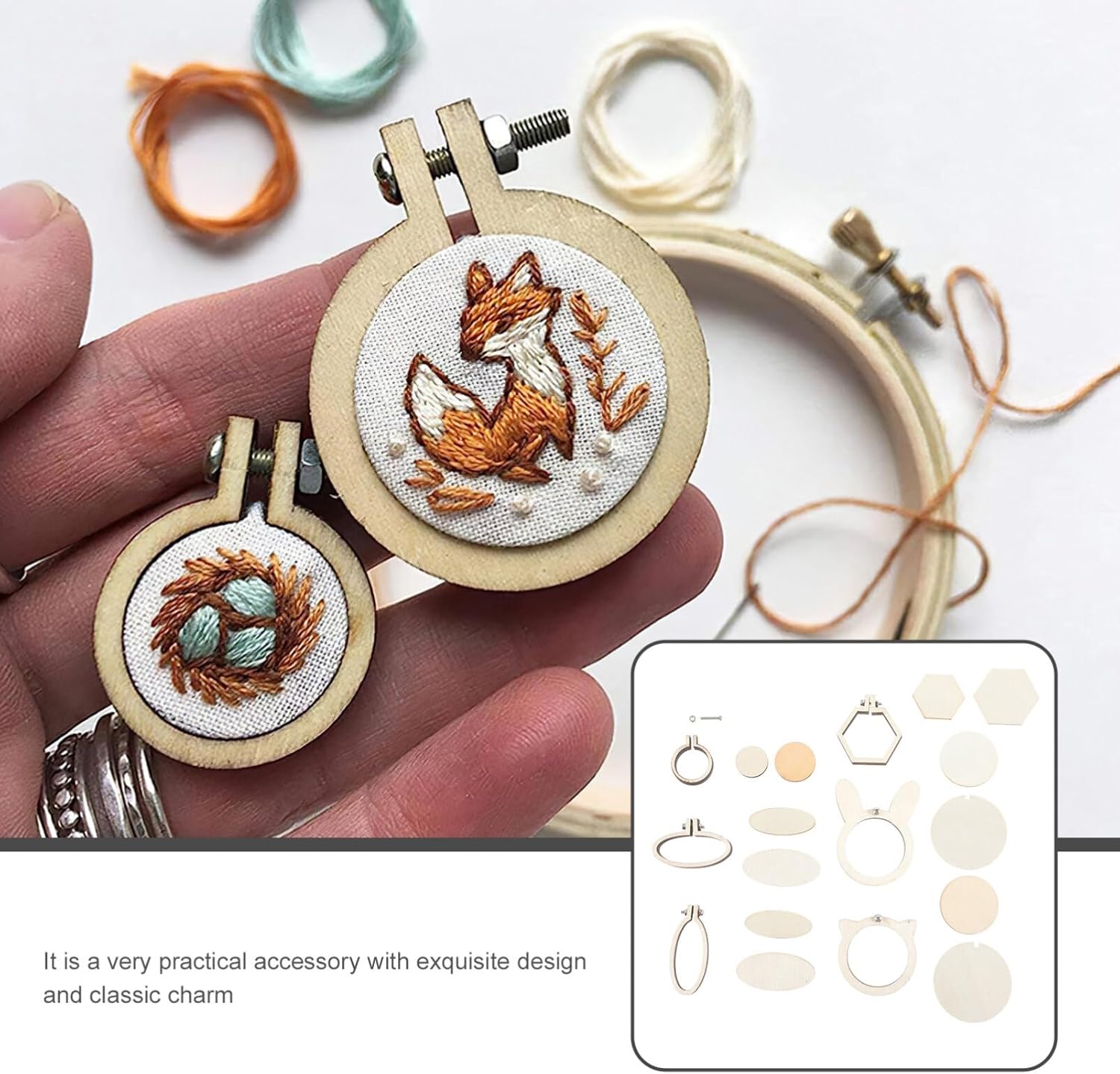 EXCEART 6 anillos de decoración en miniatura, aros de bordado, marco de punto de cruz, círculos bordados para manualidades, mini aros de bordado,