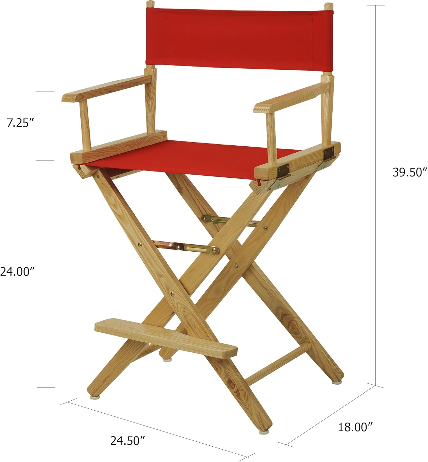 American Trails – Silla de director extra ancha de 24 pulgadas, marco natural con lienzo rojo, altura de mostrador