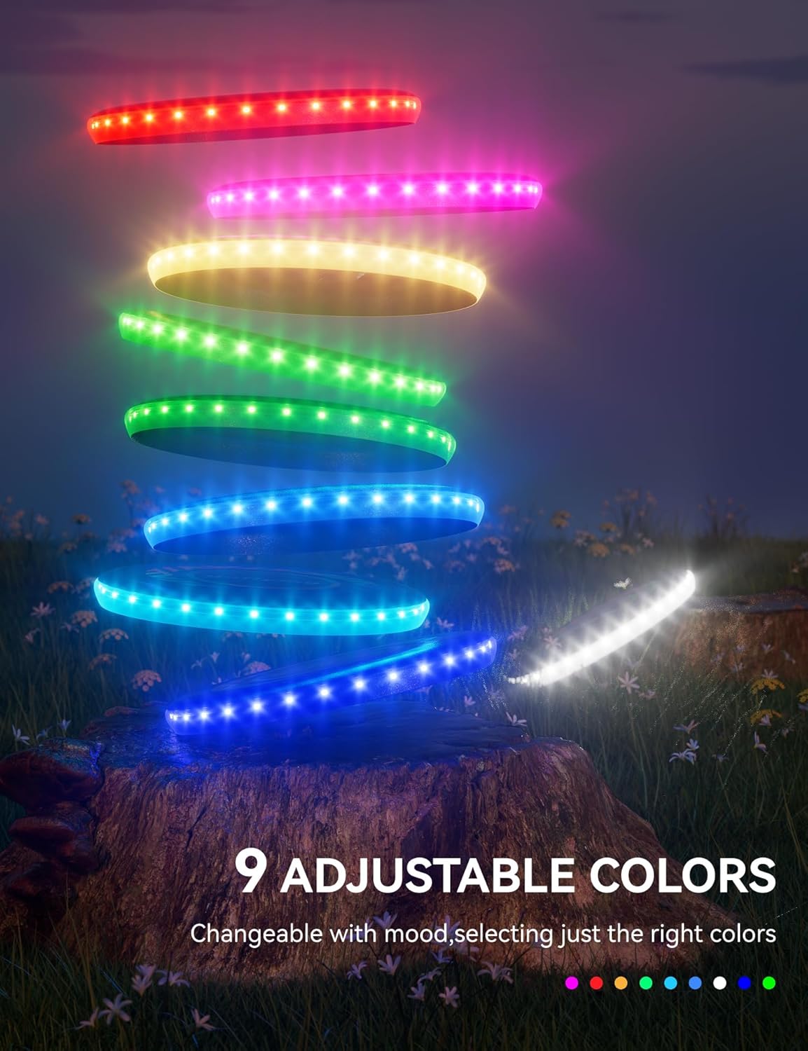 GOFLYING Disco volador LED, 9 colores ajustables, 4 brillo ajustable, recargable, modo 3 funcionamiento, modo de luz RGB funcionandomodo de color