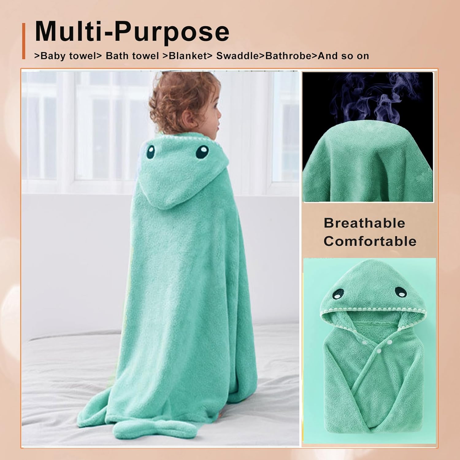 Toalla de baño para bebé con capucha, bata de baño absorbente para niños pequeños, mantas suaves para recién nacidos, toalla de baño grande para