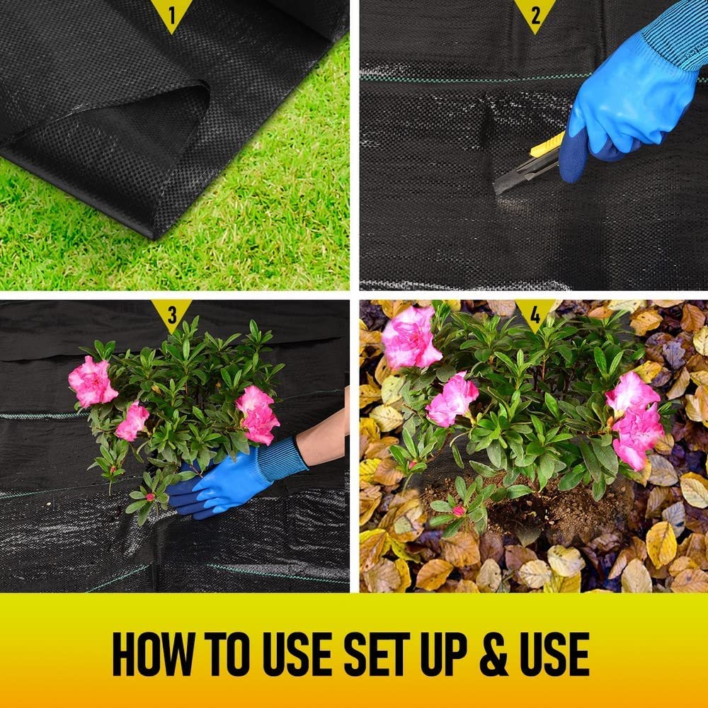 LAVEVE Tela de barrera de malezas de alta resistencia de 4 x 300 pies 3.2 oz Premium Heavy Duty Gardening Control Mat Weed Mat cubierta de suelo