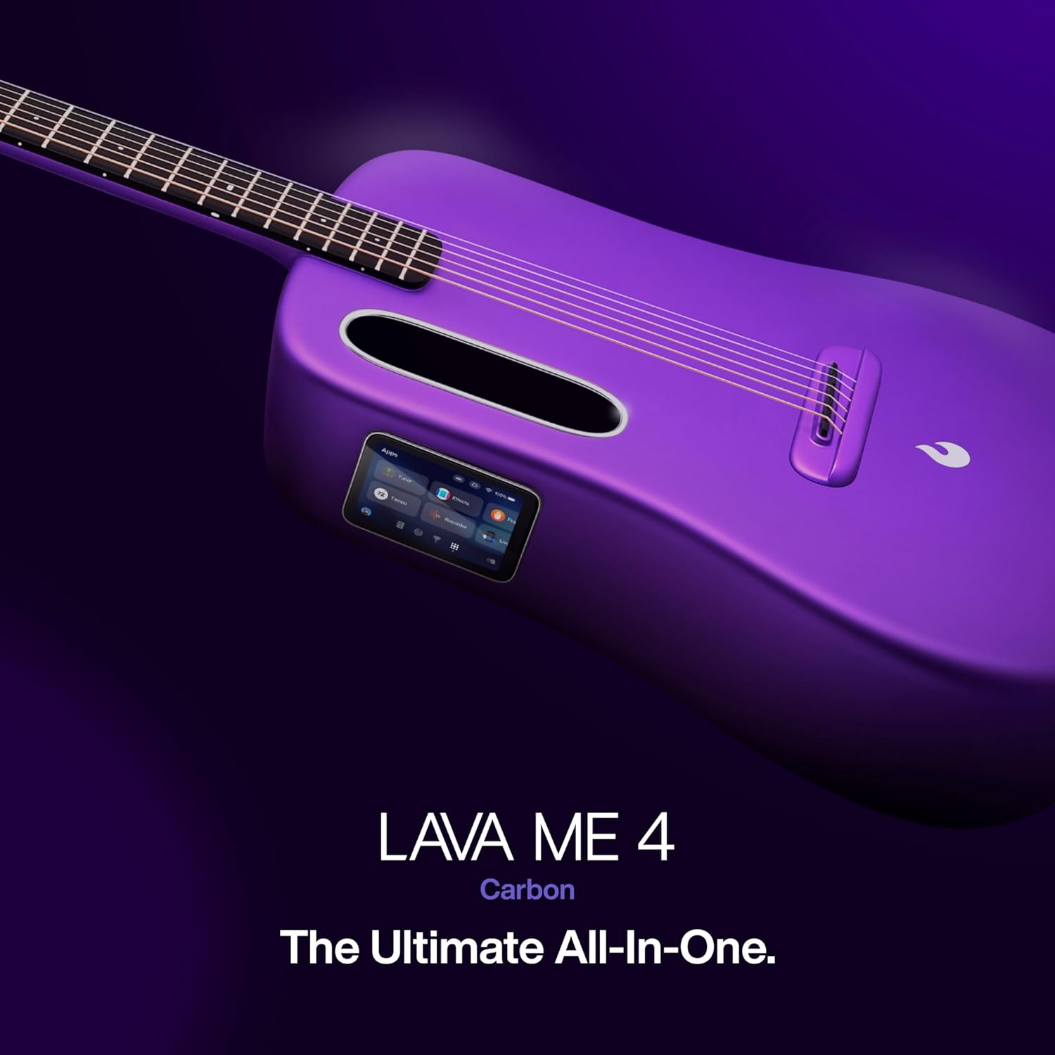 LAVA ME 4 Guitarras eléctricas acústicas de fibra de carbono, guitarra de audio inteligente de viaje con pantalla táctil de 3.5 pulgadas, sistema