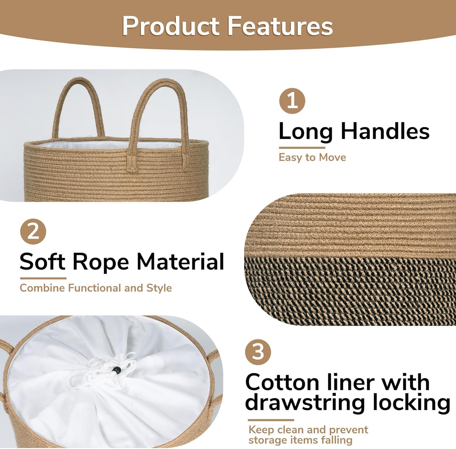 Goodpick Cesta de mimbre para ropa sucia, cesta de lavandería tejida de 60 litros para mantas, cesta de ropa sucia para dormitorio, canasta alta de
