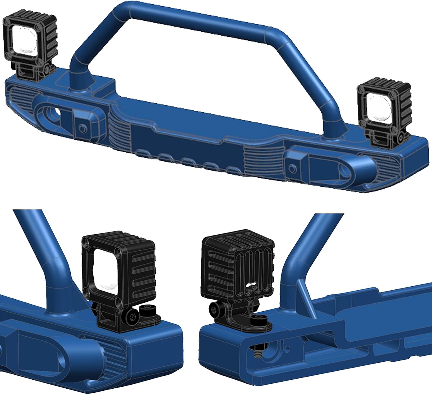 Barra de luz RC con carcasa de metal, lente rectangular, 2 unidades, luces RC Crawler Accesorios para Axial SCX10 Traxxas TRX4 TRX4M Arrma Senton