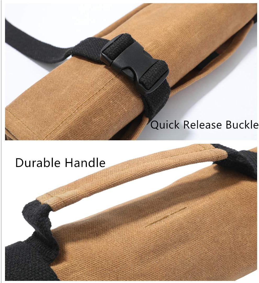 Rollo de herramientas de lona encerada resistente, resistente e impermeable (caqui)