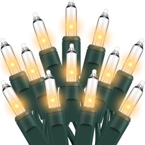 Luces de Navidad de color blanco transparente, 100 unidades, luces incandescentes, con certificación UL, conectables, luces para árbol de Navidad Luces de Navidad de color blanco transparente, 100 unidades, luces incandescentes, con certificación UL, conectables, luces para árbol de Navidad