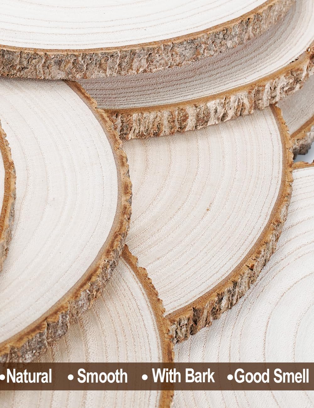 wohohoho 10 piezas de rebanadas grandes de madera natural de 9 a 10 pulgadas para centros de mesa, círculos de madera sin terminar con corteza para