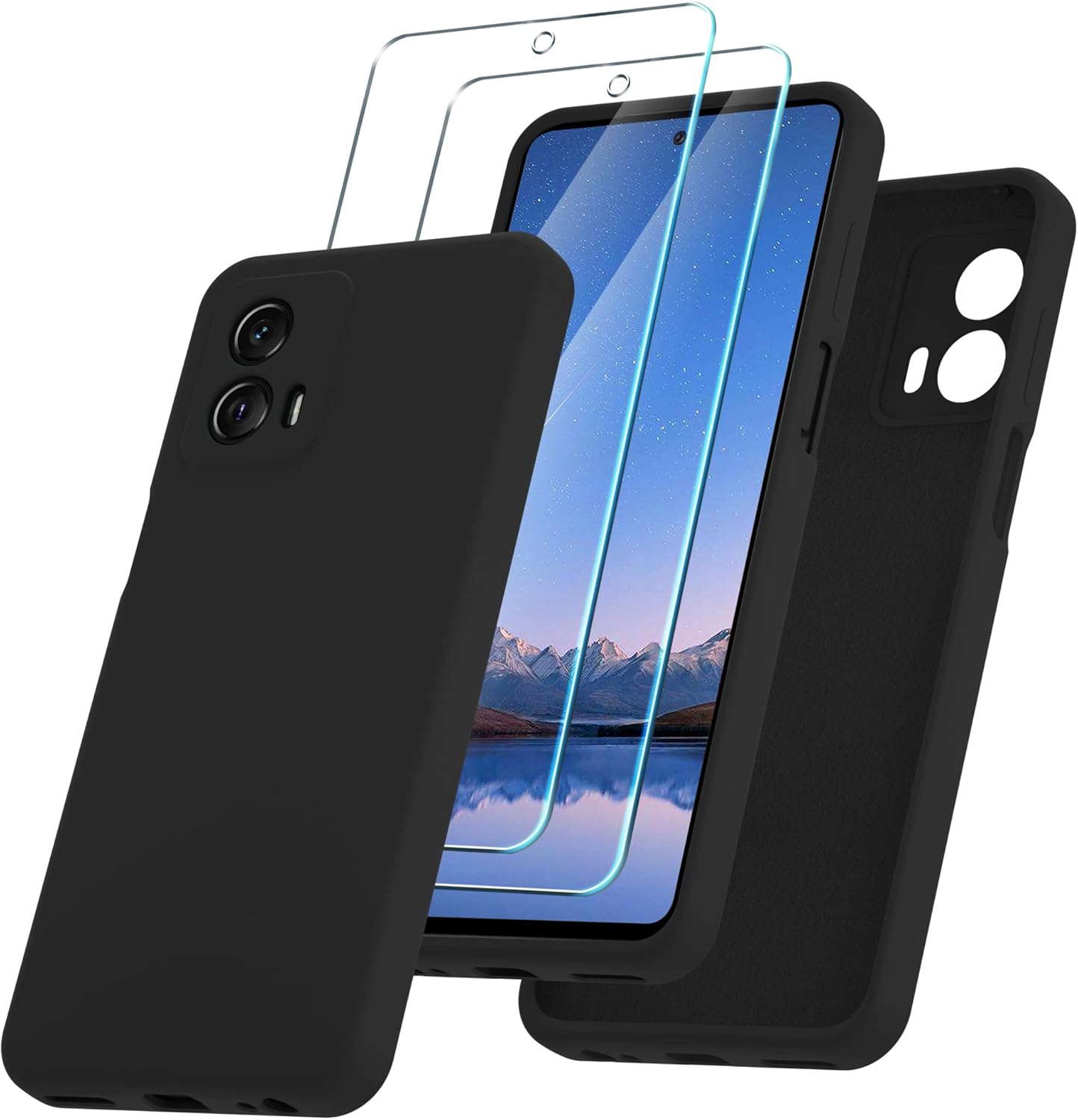 Funda para Motorola Moto G 5G 2023, funda de silicona con 2 protectores de pantalla, forro de microfibra antiarañazos, cuerpo completo, a prueba de