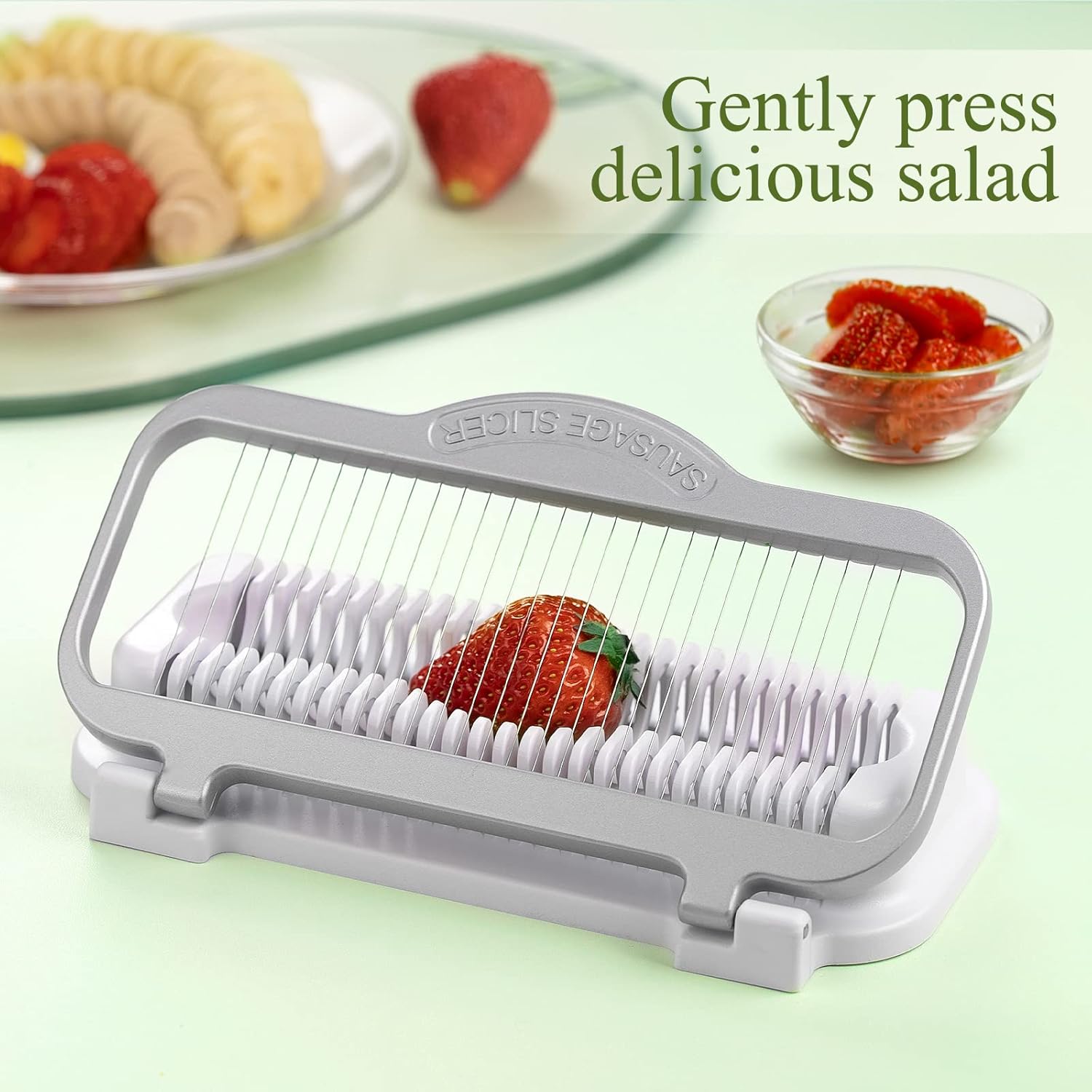 Cortador de huevos para huevos duros duros rebanador de plátano, alambres de aluminio y acero inoxidable, cortador de fresas, multiusos, resistente,