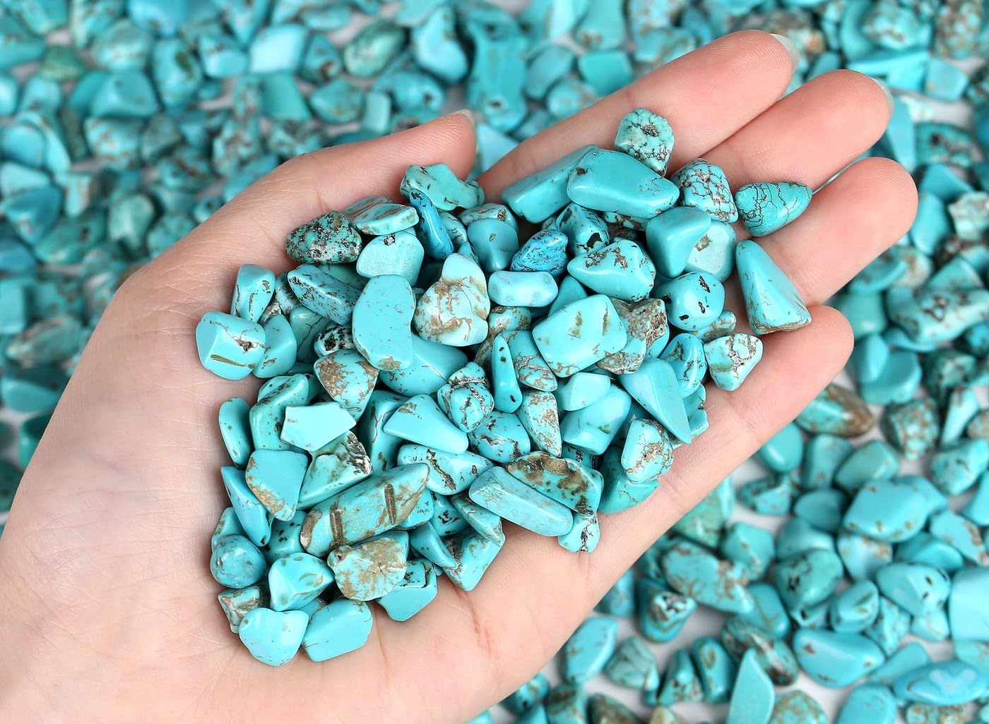 LAIDANLA Chips de cristal de piedra triturada turquesa a granel, piedras preciosas naturales curativas cristales de reiki, mini jarrón de cuarzo,