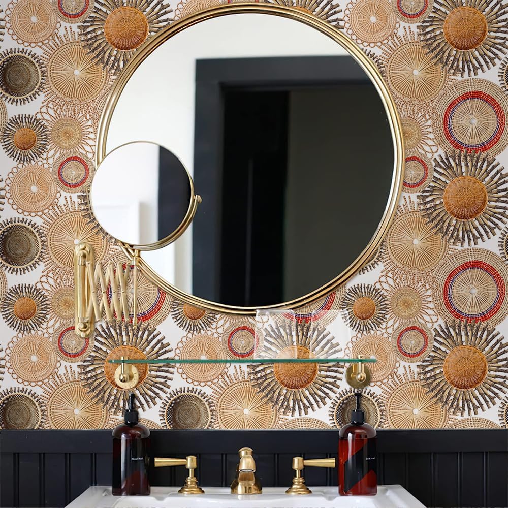 Canastas bohemias para decoración de pared, papel tapiz autoadhesivo extraíble, fácil de despegar, papel de contacto, para dormitorio, gabinete,