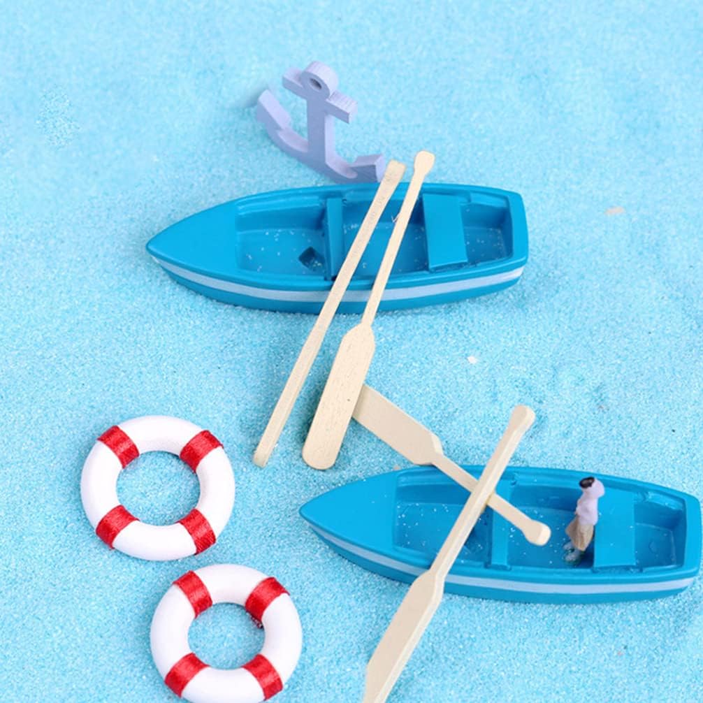 Kisangel 5 juegos de botes de remos en miniatura con remos, modelo de canoa, modelo de canoa, figura de barco de juguete, decoración náutica para el